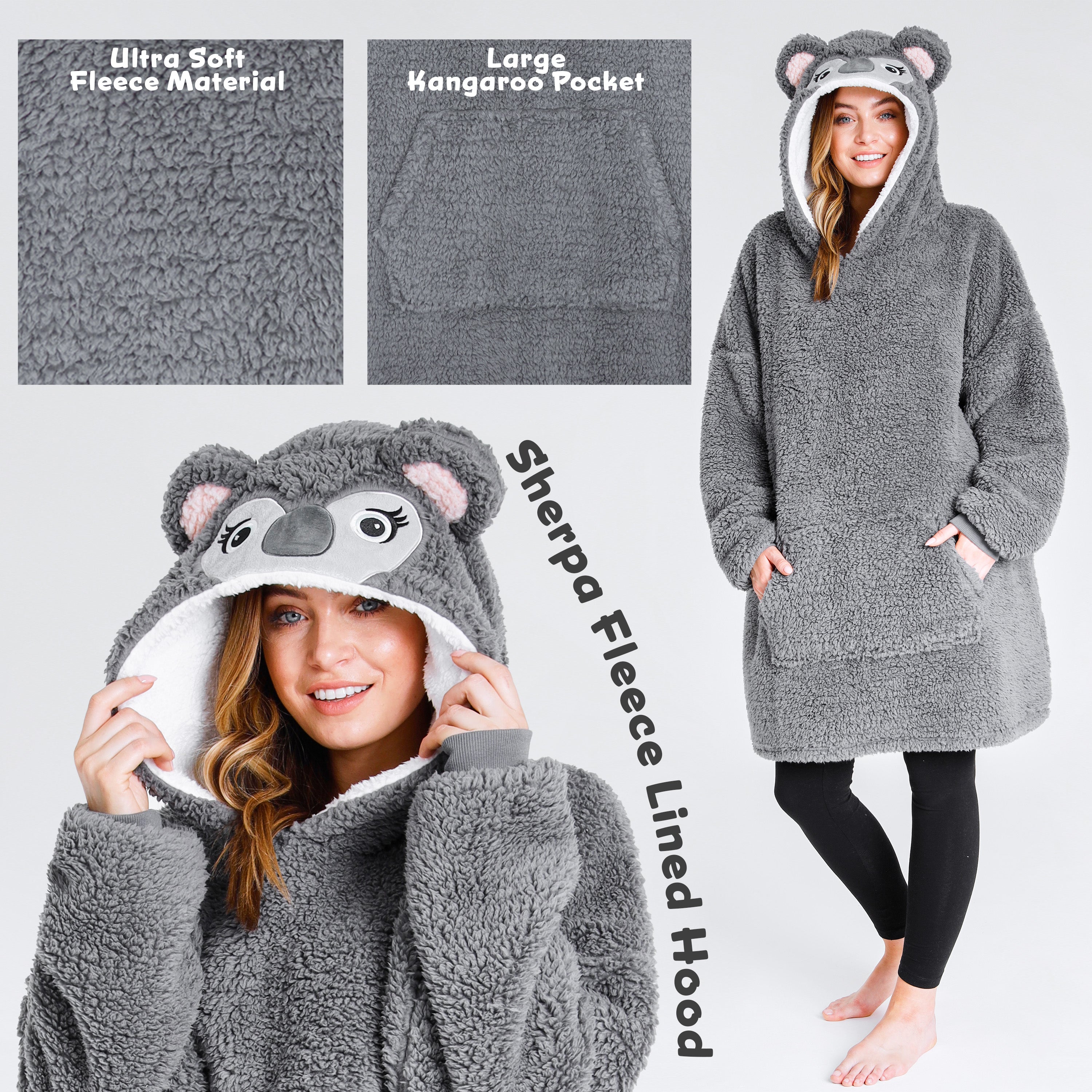 citycomfort-hoodie-oversize-femme-polaire-koala-une-taille image 5