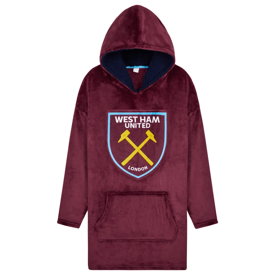 west-ham-plaid-hoodie-poncho-polaire-oversize-homme image 1