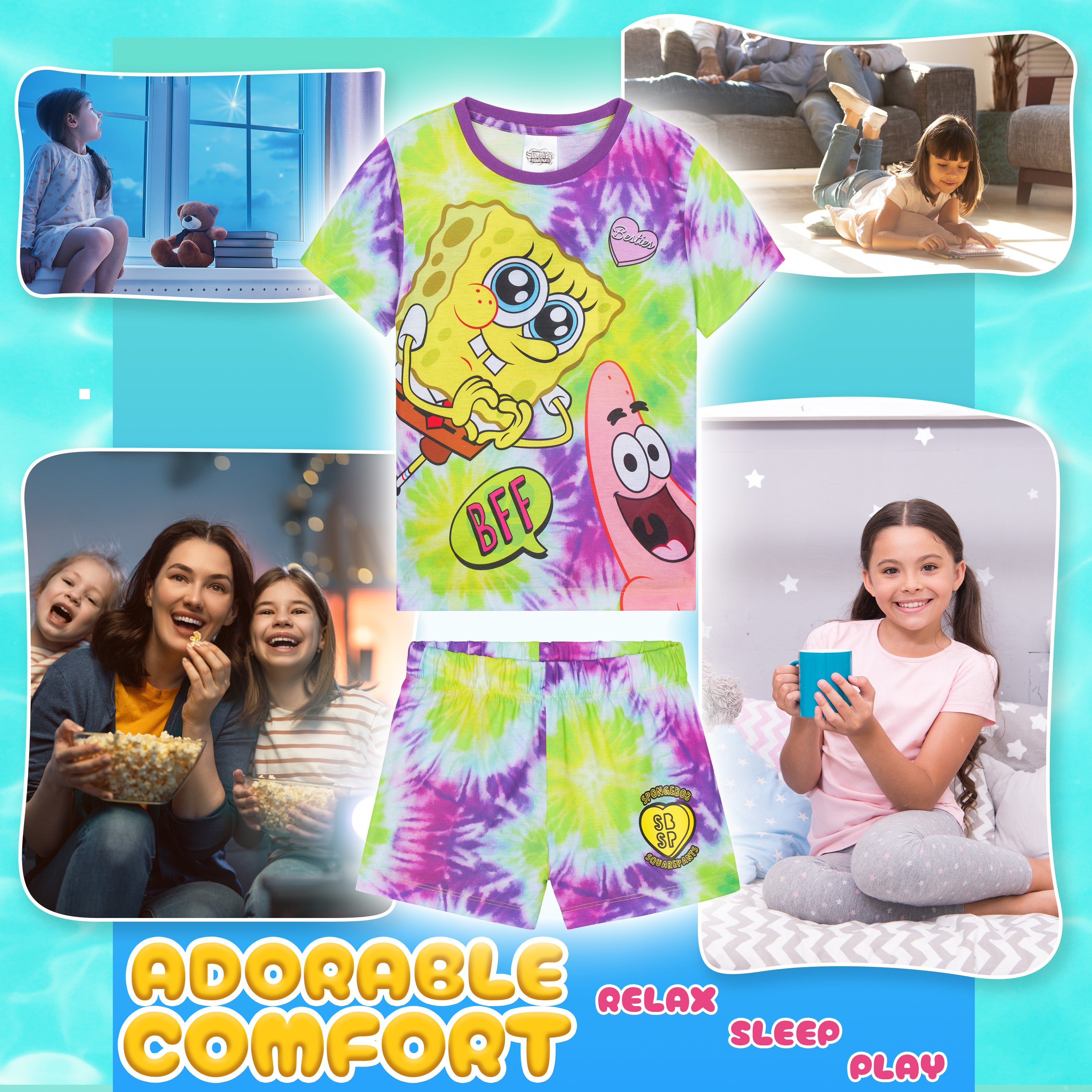 bob-l-ponge-pyjama-short-fille-2-pi-ces-t image 3