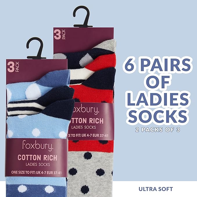 tom-franks-chaussettes-femme-coton-lot-6-paires-motifs image 4
