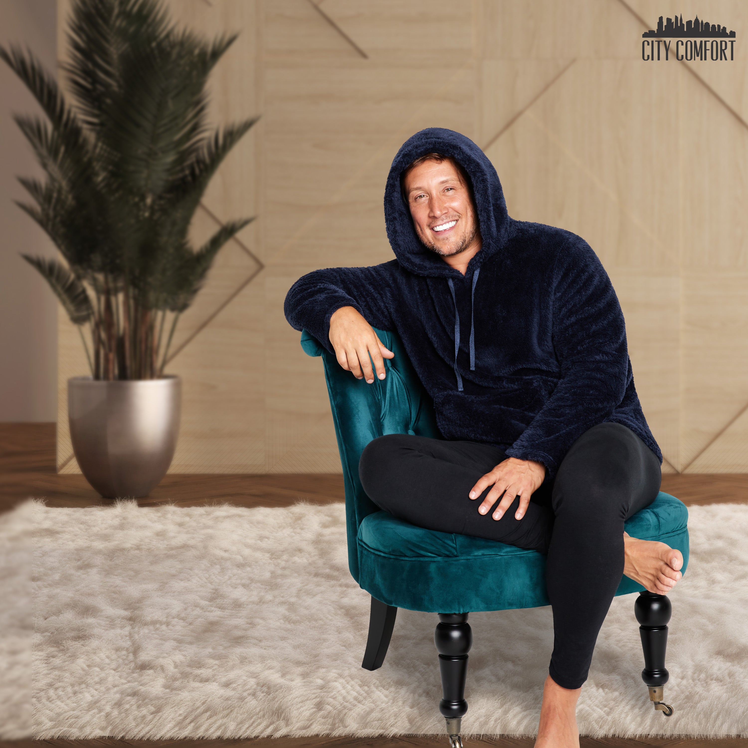 citycomfort-sweat-capuche-homme-polaire-bleu-marine-douillet image 4