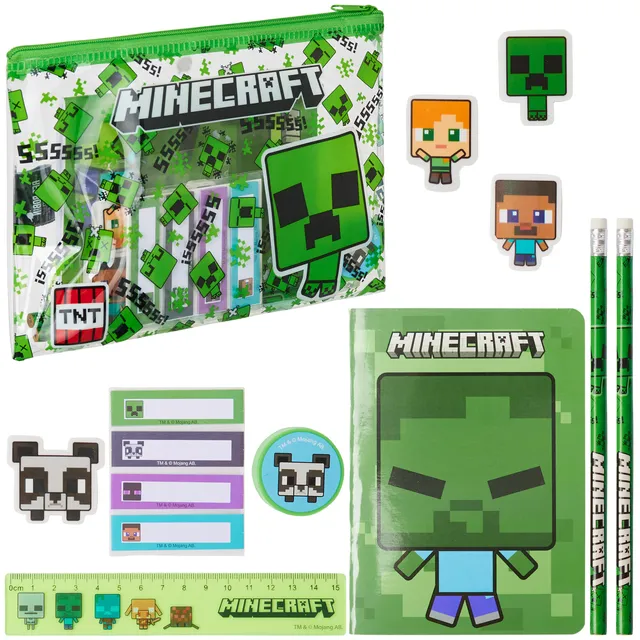 minecraft-trousse-garnie-enfant-verte-set-papeterie-cole image 1
