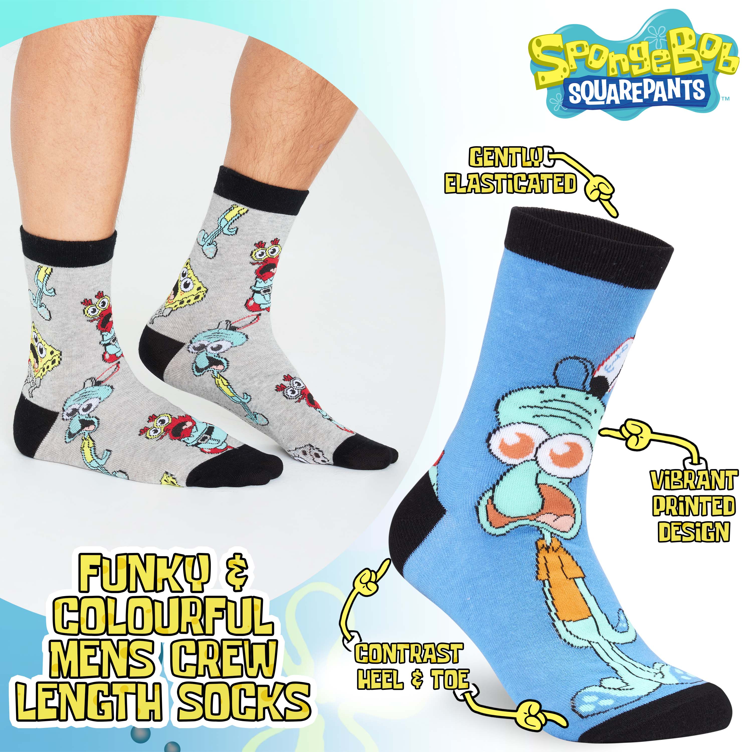 spongebob-chaussettes-homme-x5-coton-taille-6-10 image 3