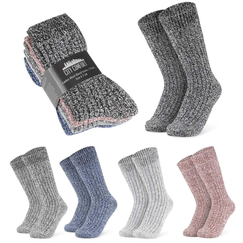 citycomfort-chaussettes-femme-multicolore-lot-de-5-laine-chaude image 1