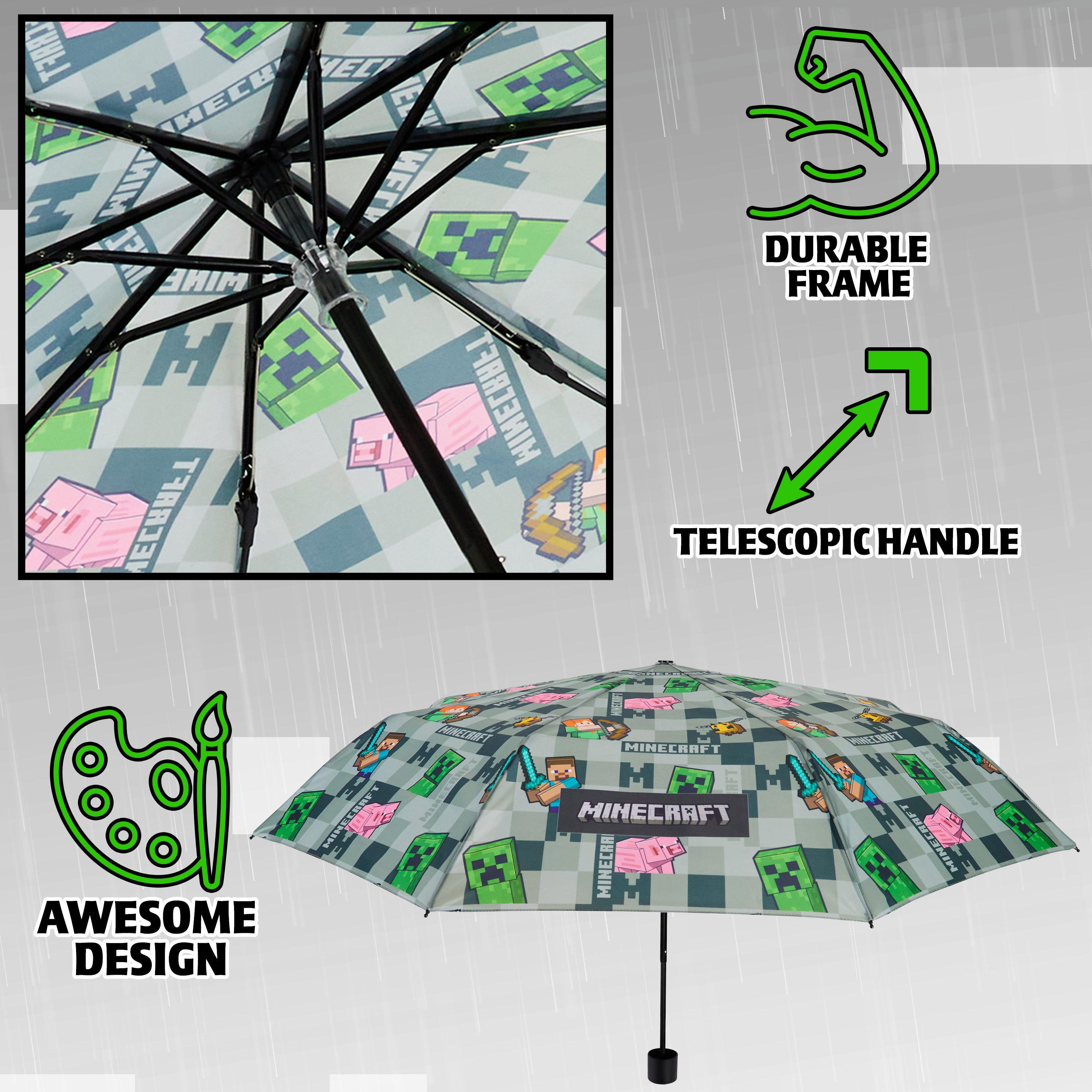 minecraft-parapluie-enfant-pliable-t-lescopique-cole image 5