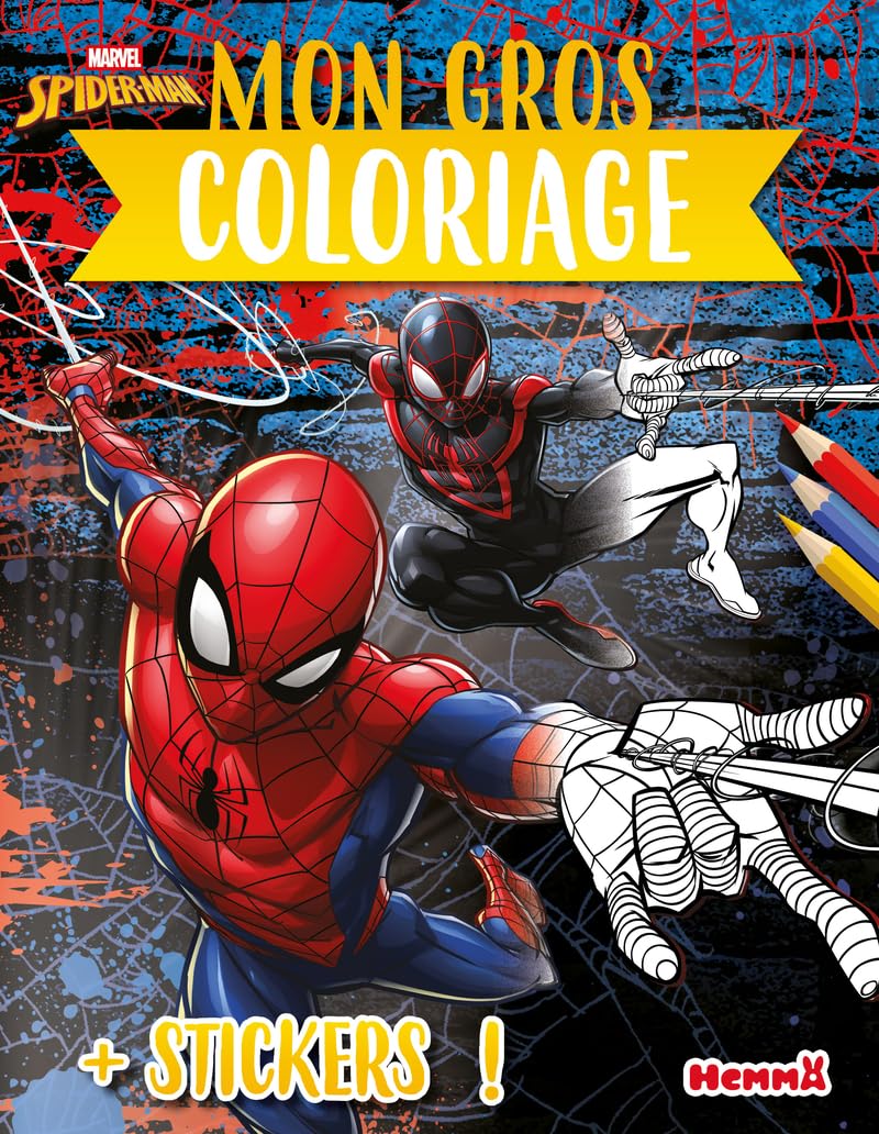 marvel-spider-man-mon-gros-coloriage-stickers-livre-4-ans image 1