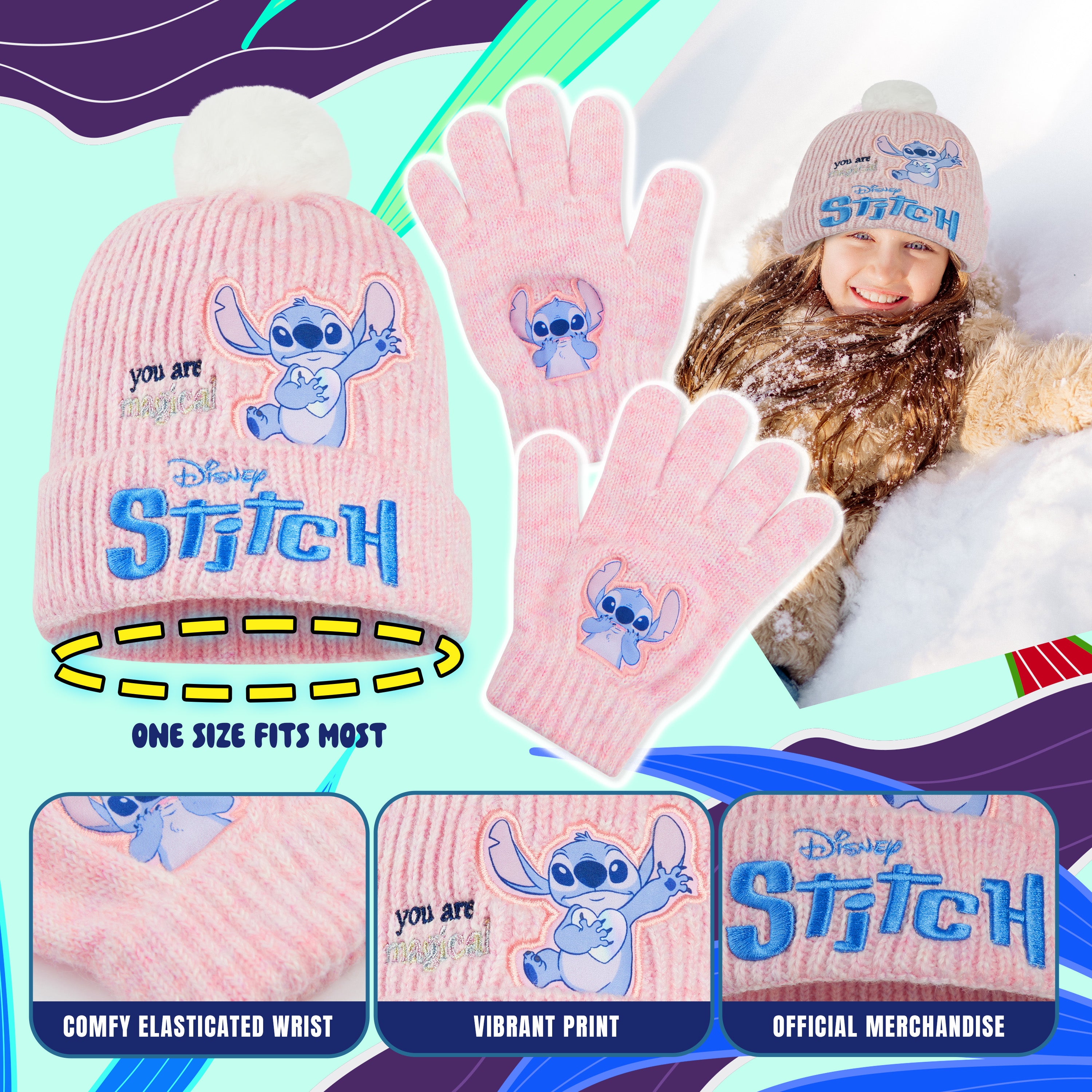 disney-stitch-ensemble-bonnet-gants-fille-hiver-6-14-ans image 5