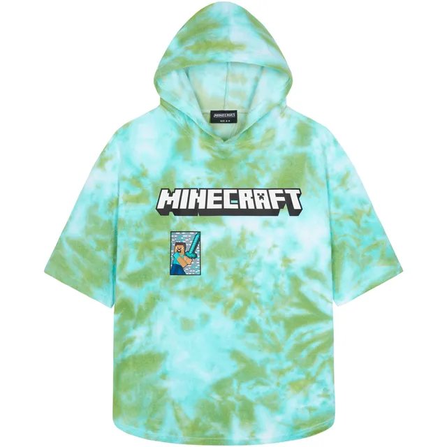 minecraft-poncho-serviette-capuche-enfant-vert-6-9-ans image 1