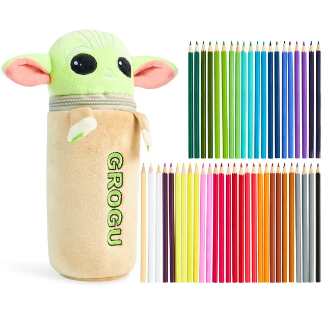 disney-baby-yoda-trousse-peluche-garnie-48-crayons-couleur image 1