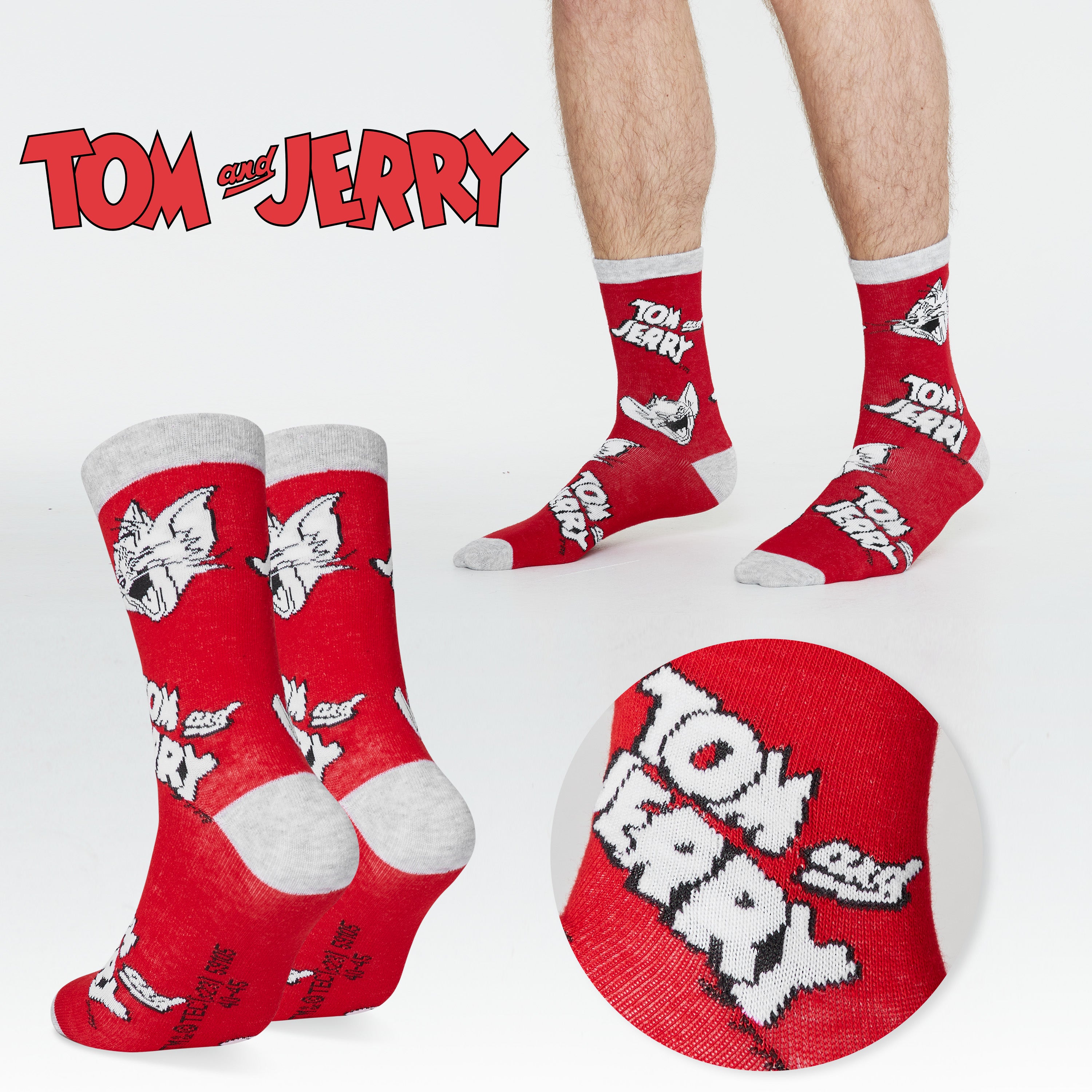 tom-et-jerry-chaussettes-homme-lot-5-gris-rouge-coton image 4