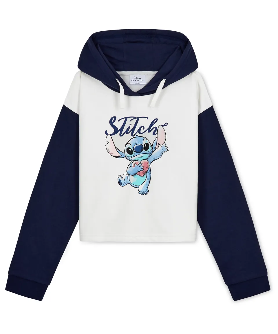 disney-stitch-sweat-capuche-court-fille-bleu image 1