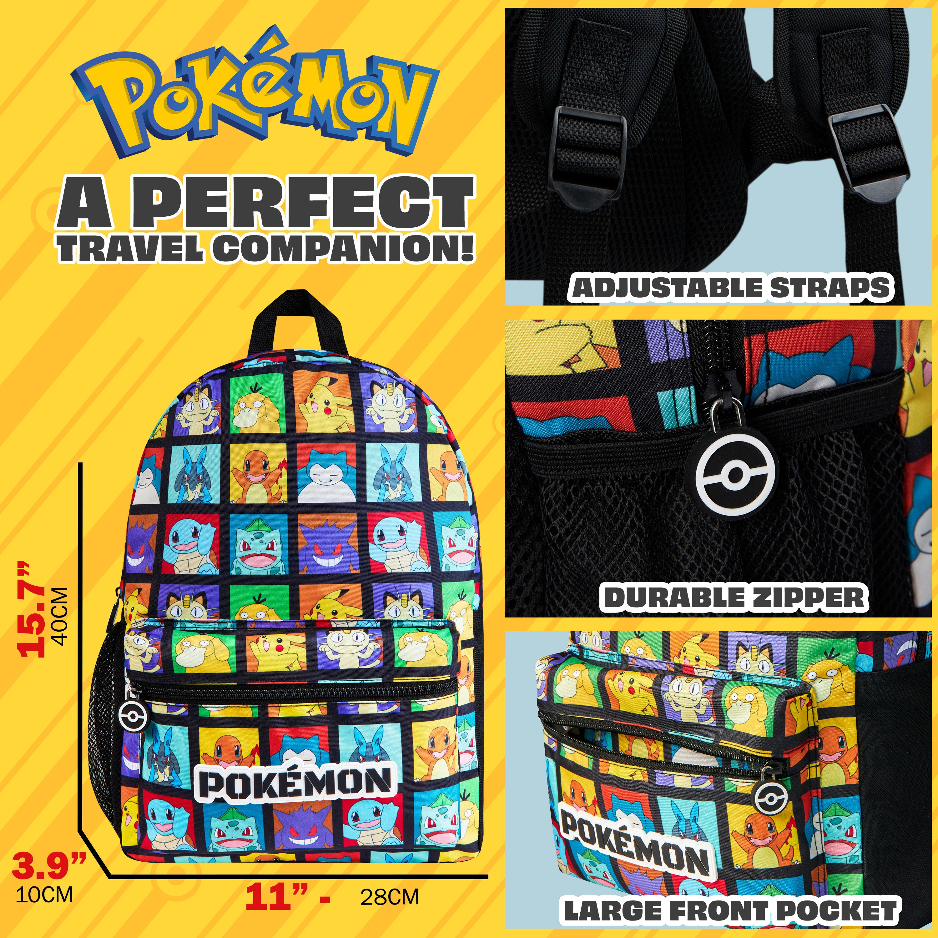 pok-mon-sac-dos-pikachu-enfant-40cm-poches-zipp-es image 6