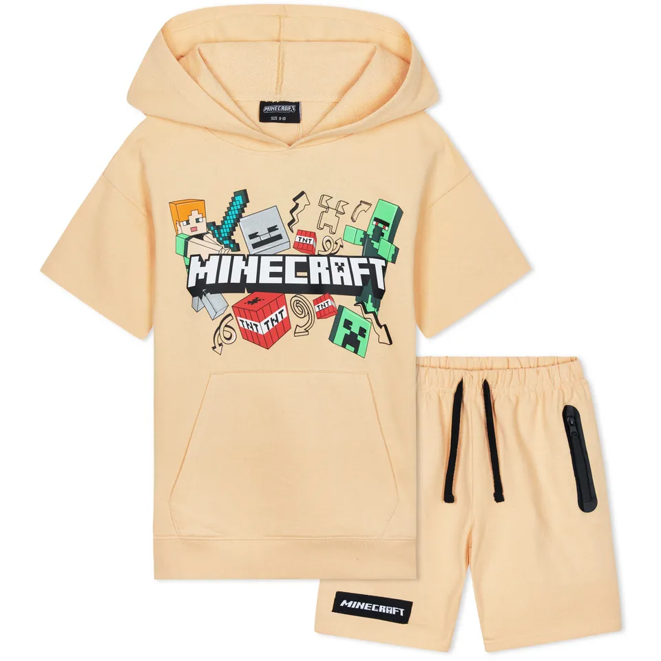 minecraft-ensemble-gar-on-hoodie-short-creeper-5-14-ans image 1