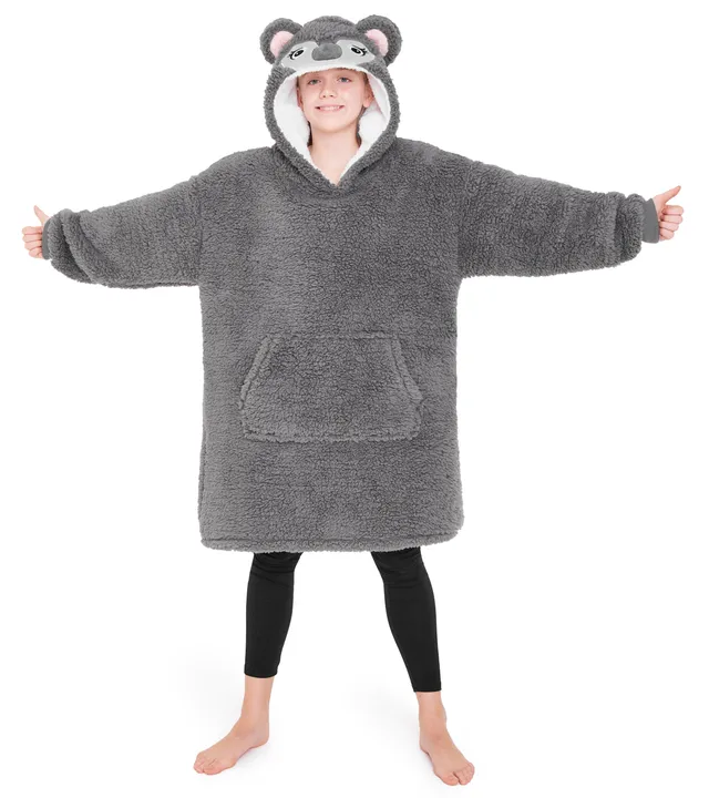 citycomfort-girls-sweat-plaid-enfant-polaire-oversize-capuche image 1