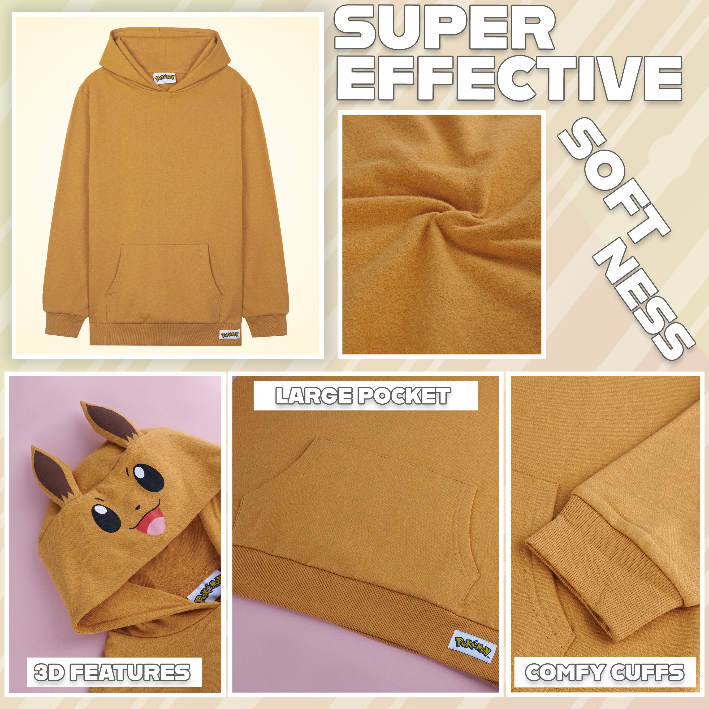pokemon-evoli-sweat-capuche-enfant-9-10-ans-manches-longues image 4