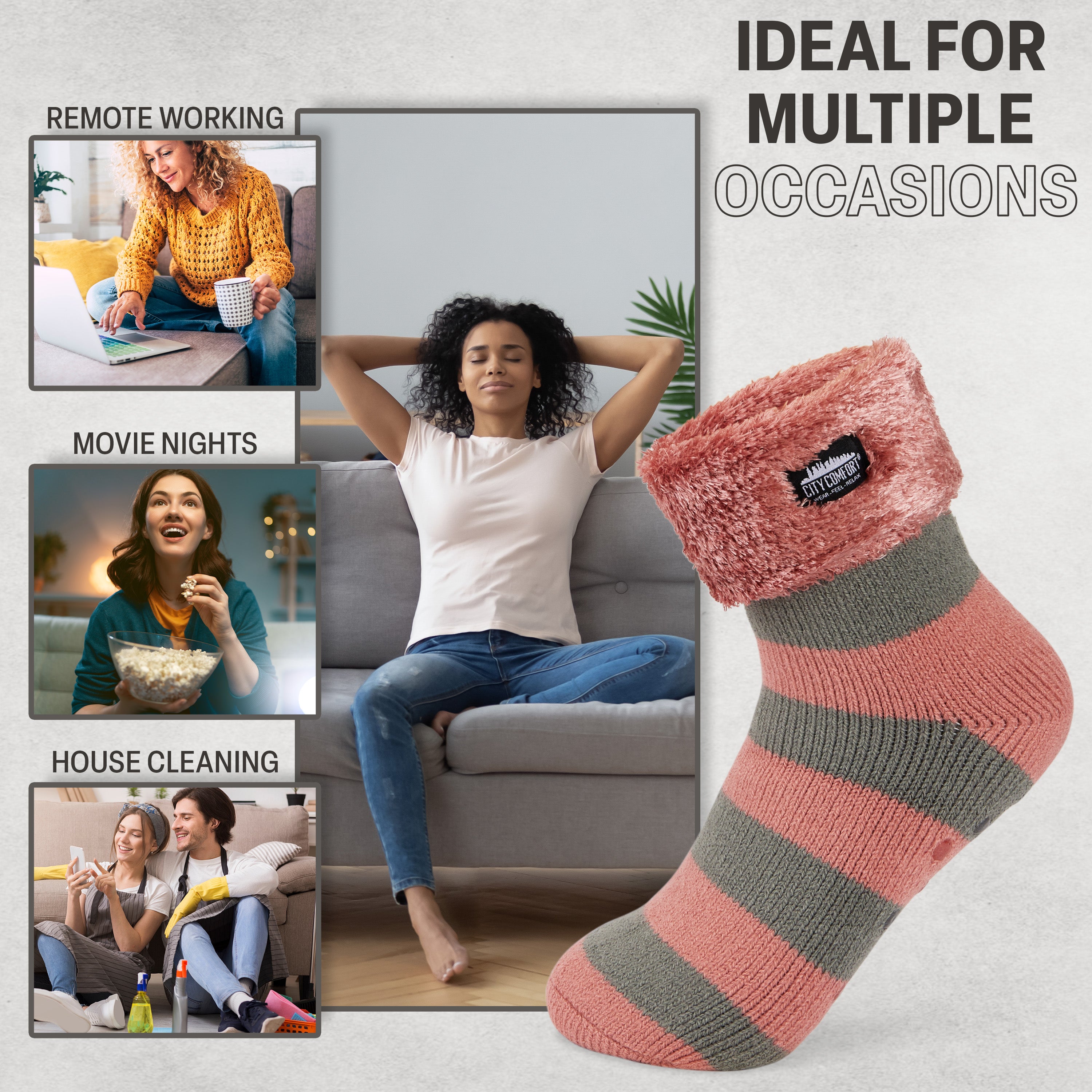 citycomfort-women-chaussettes-chaussons-pilou-taille-unique image 3