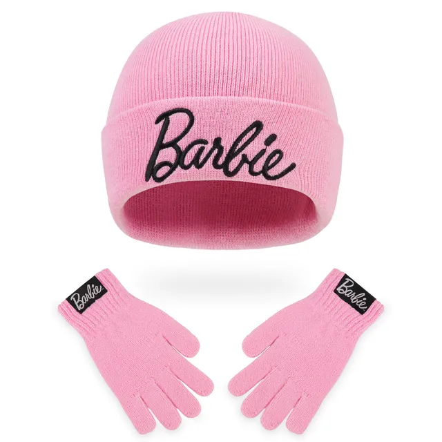 barbie-ensemble-bonnet-pompon-et-gants-fille-acrylique image 1