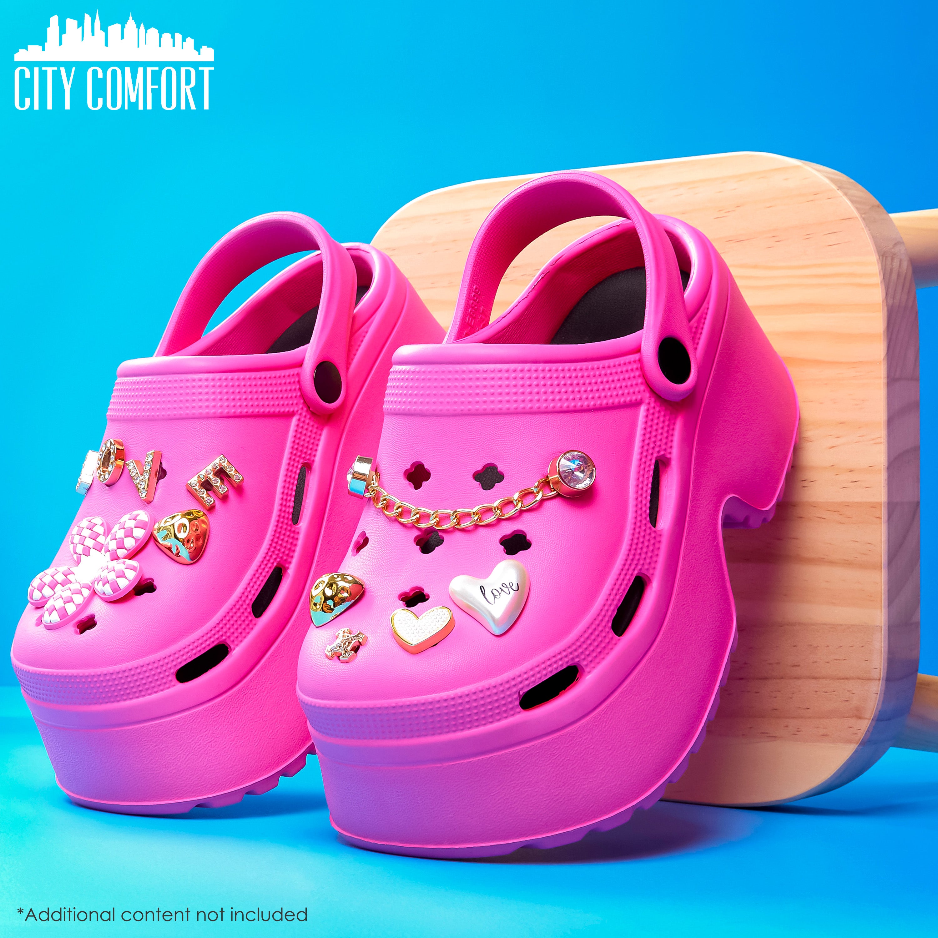 citycomfort-platform-sabots-femme-rose-charms image 2