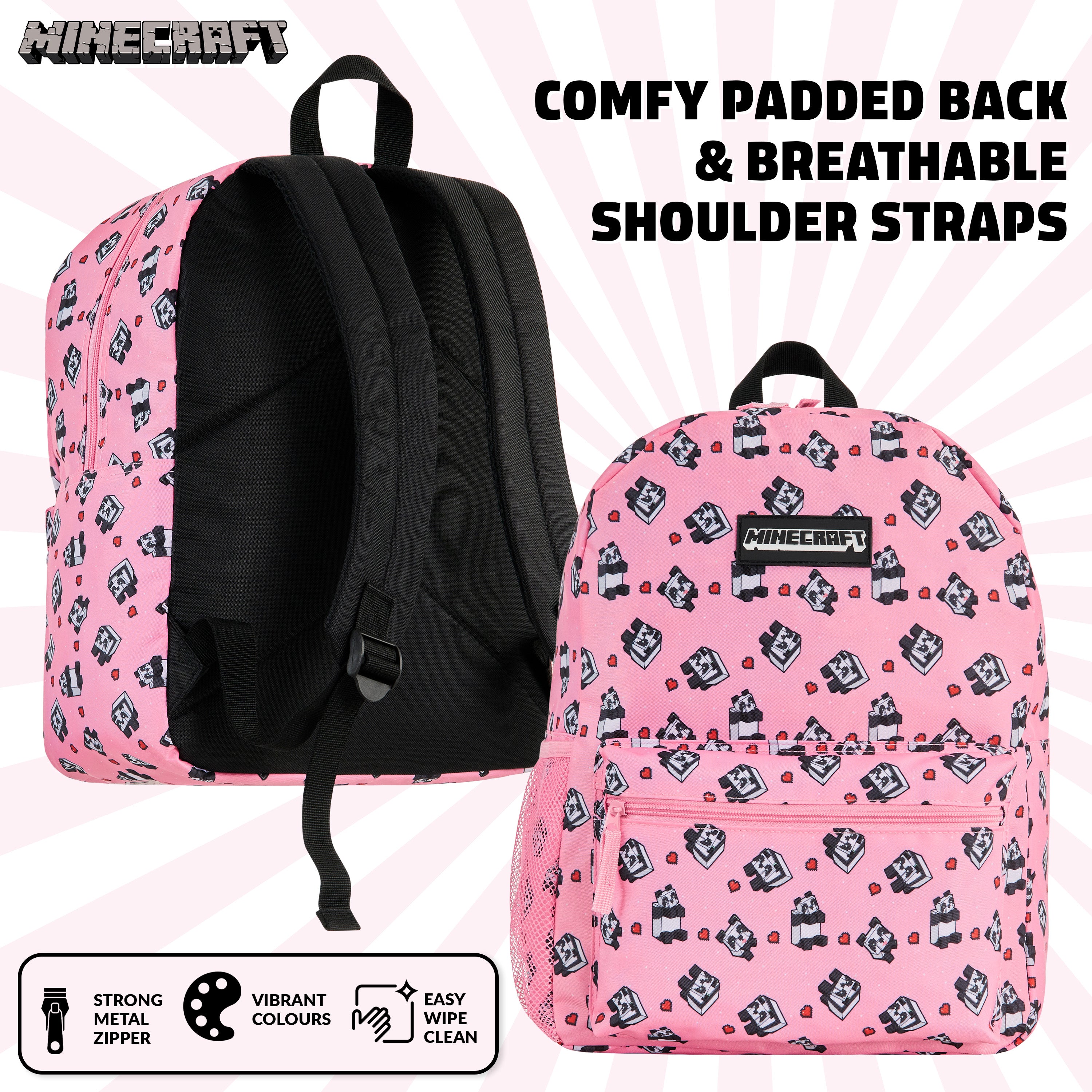 minecraft-sac-dos-cole-rose-enfant image 7