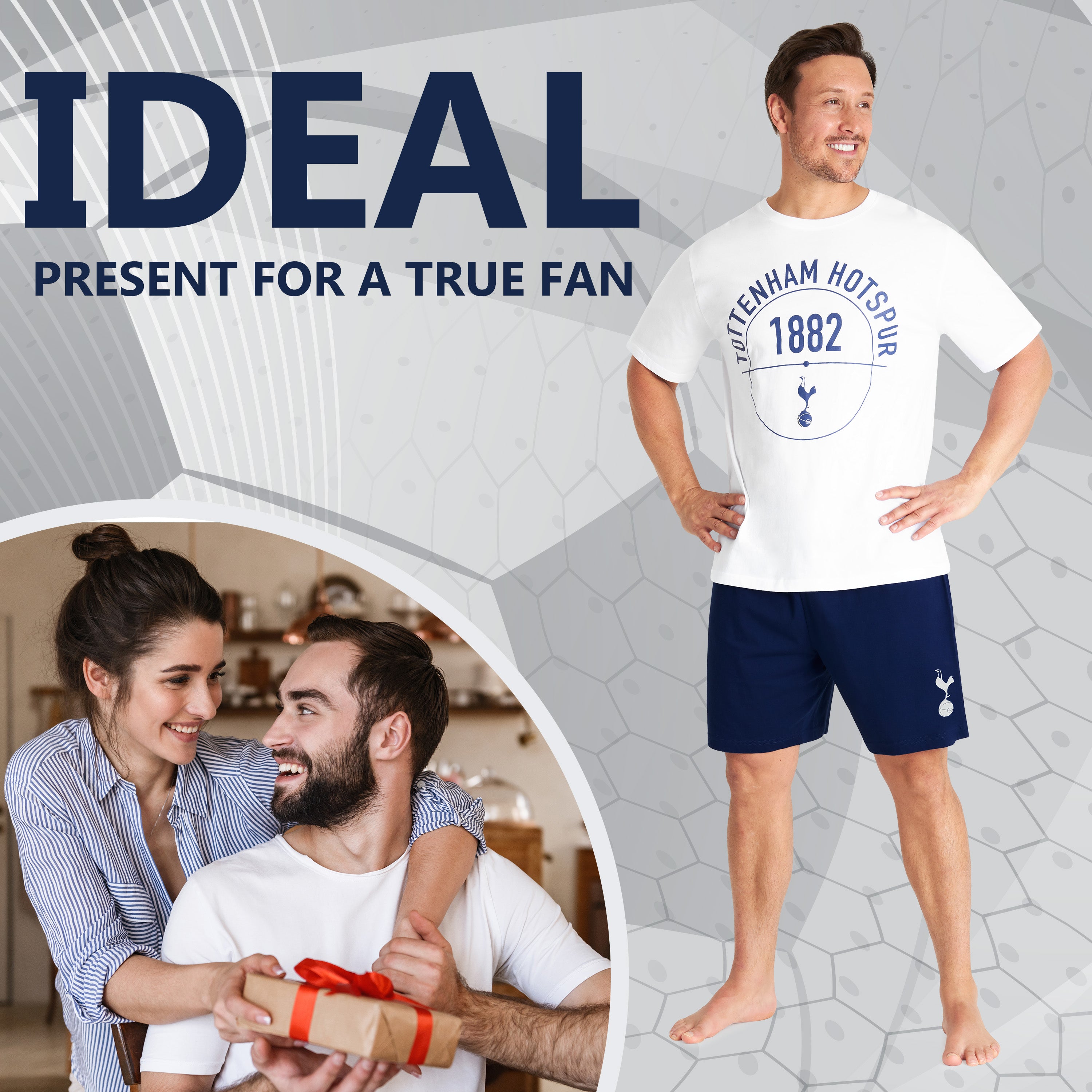 tottenham-pyjama-homme-short-coton-blanc-marine-taille-m image 3