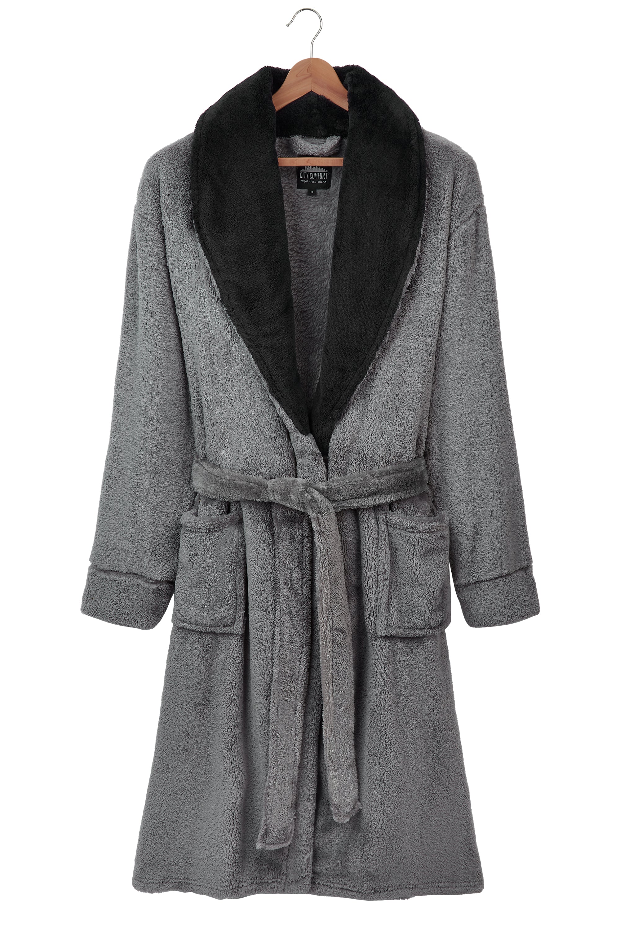 get-trend-men-peignoir-homme-polaire-gris-taille-m-col-ch-le image 1