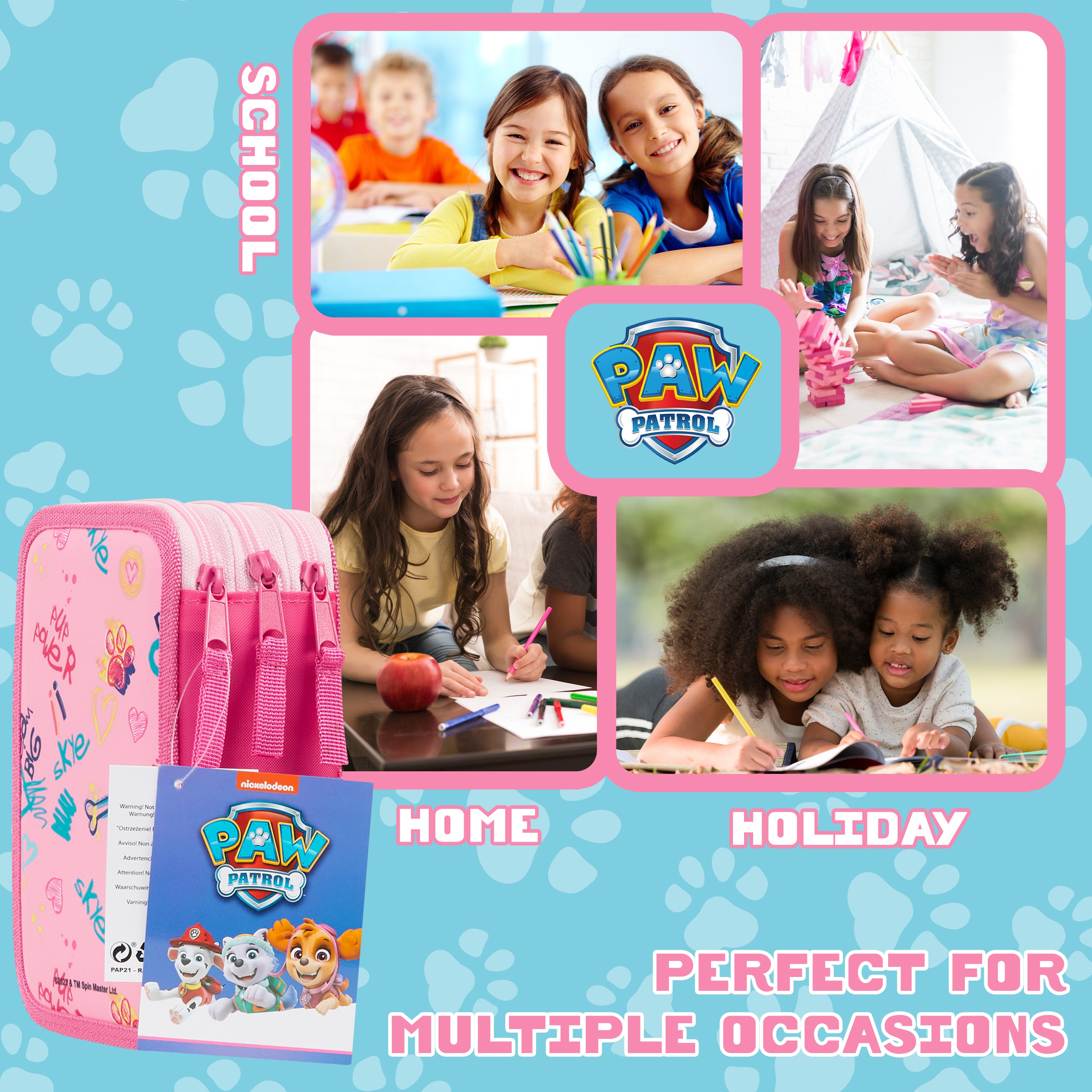 paw-patrol-trousse-garnie-enfant-rose-3-compartiments image 5