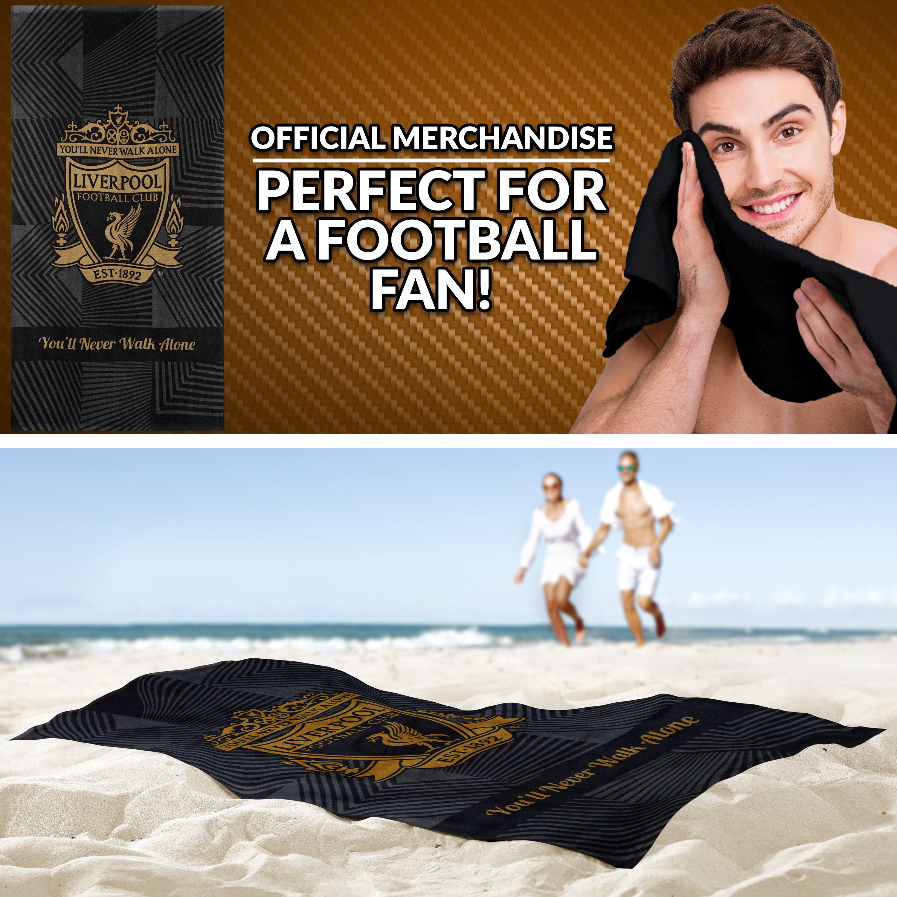 liverpool-f-c-serviette-bain-coton-137x69-noire image 2