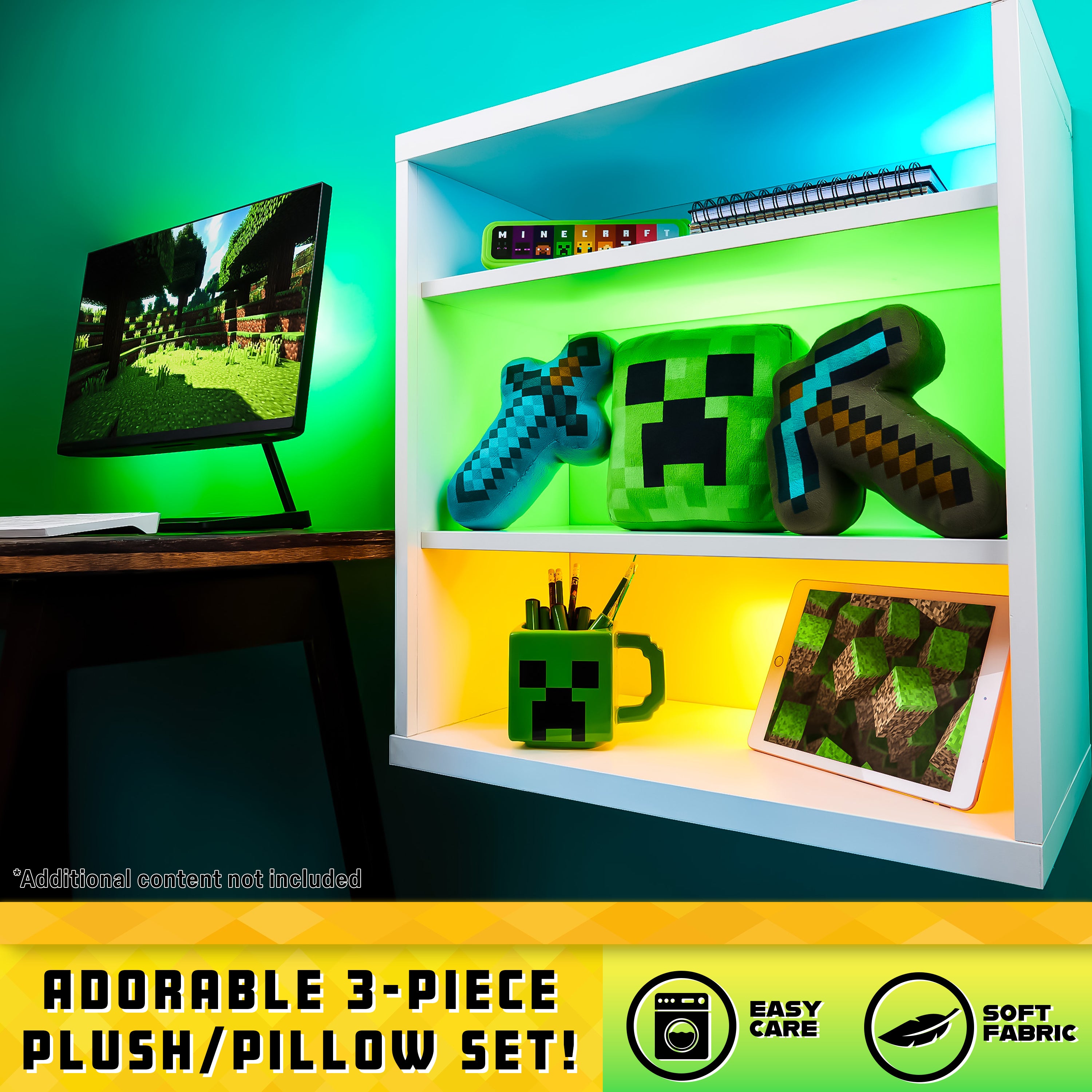 minecraft-lot-3-peluches-creeper-coussin-peluche-enfant image 3