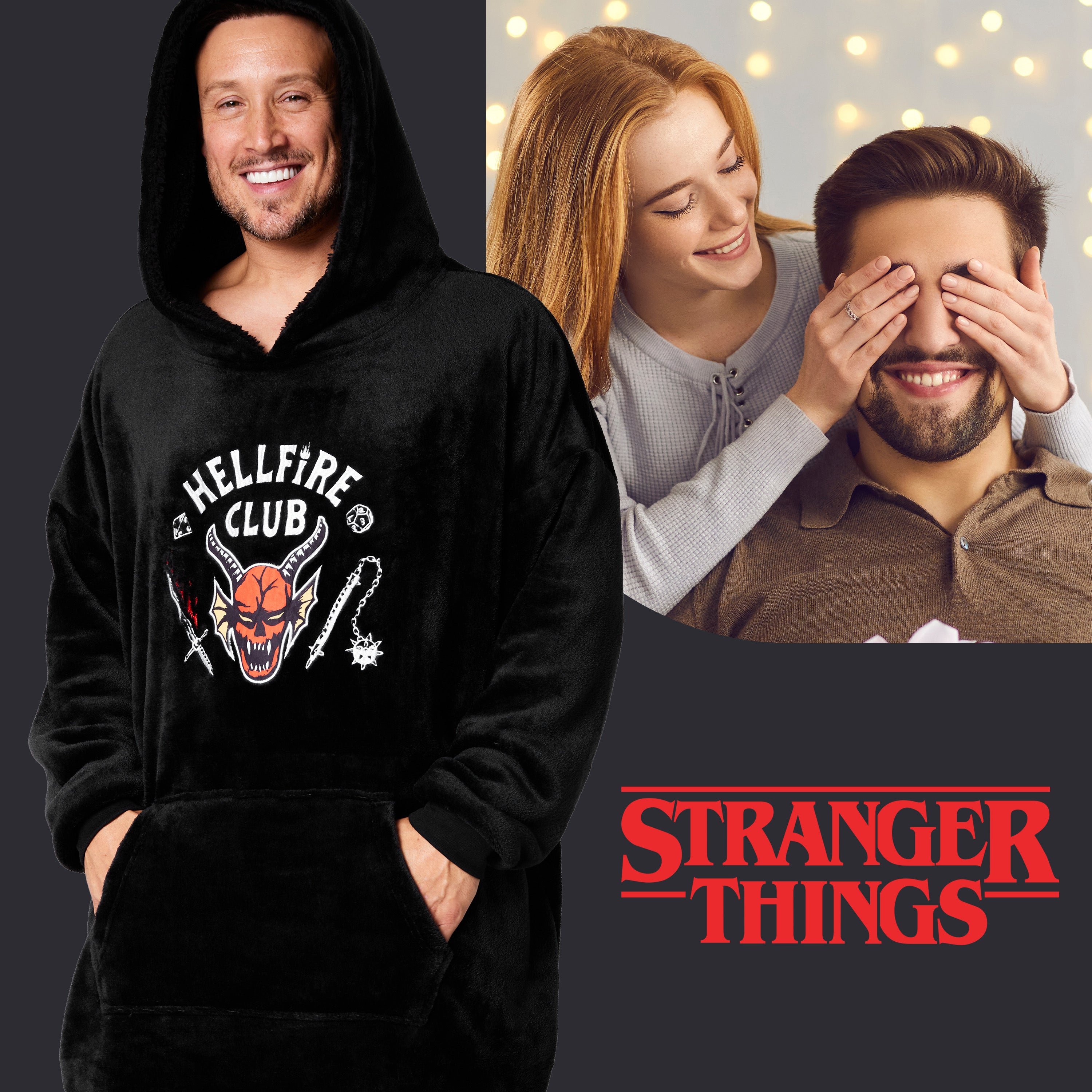 stranger-things-hoodie-plaid-homme-noir-oversize image 2