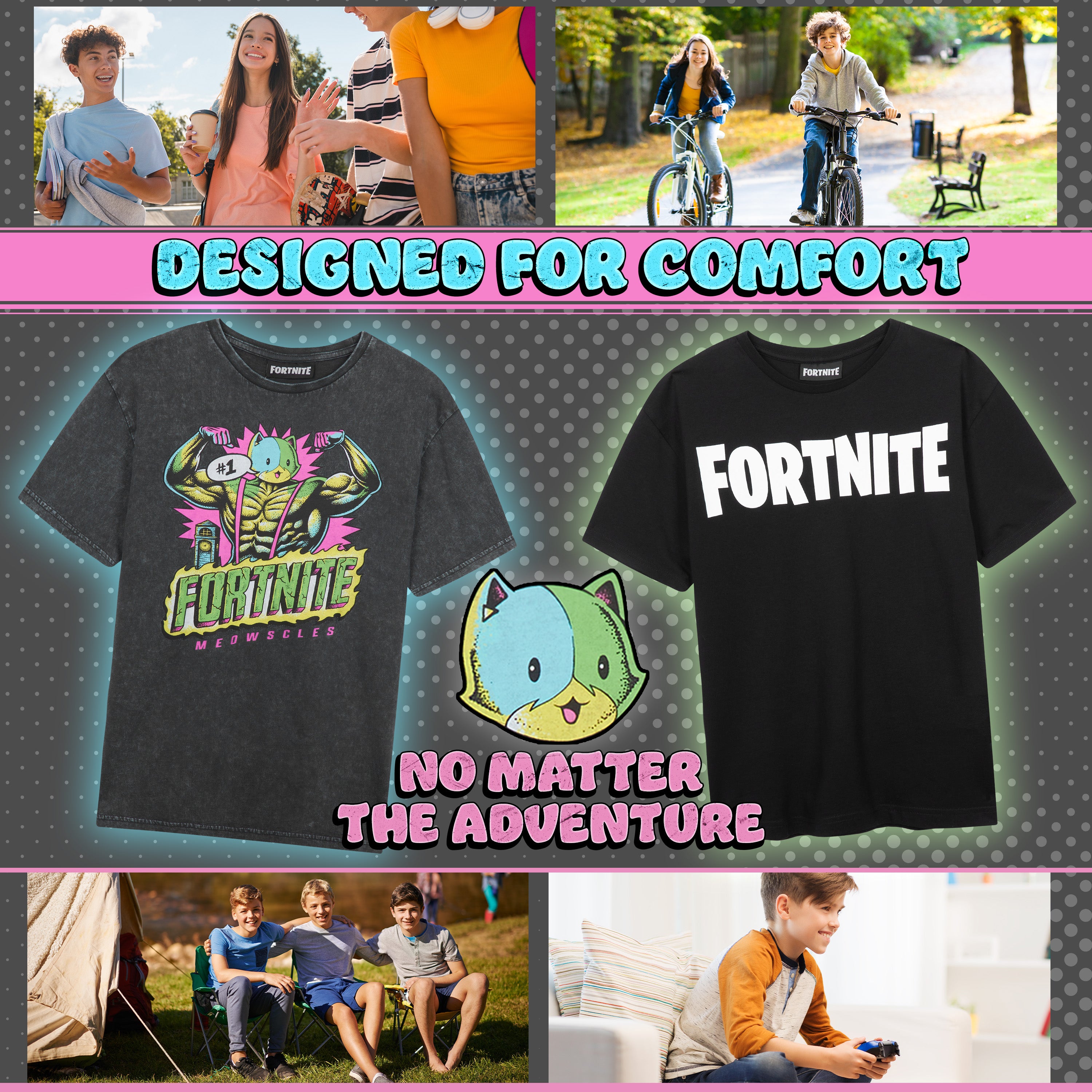 fortnite-t-shirt-gar-on-manche-courte-13-14-ans-lot-de-3 image 2