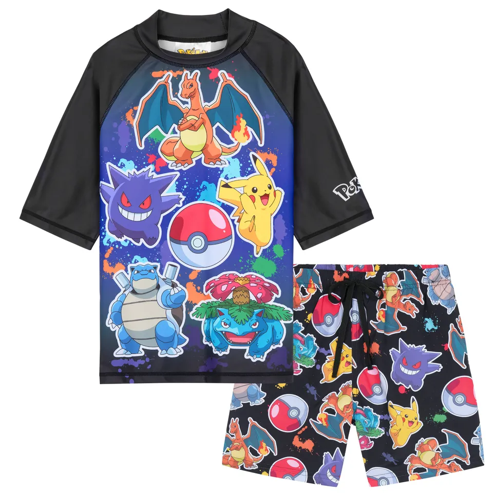 pok-mon-maillot-bain-gar-on-2-pi-ces-7-8-ans-rash-guard image 1