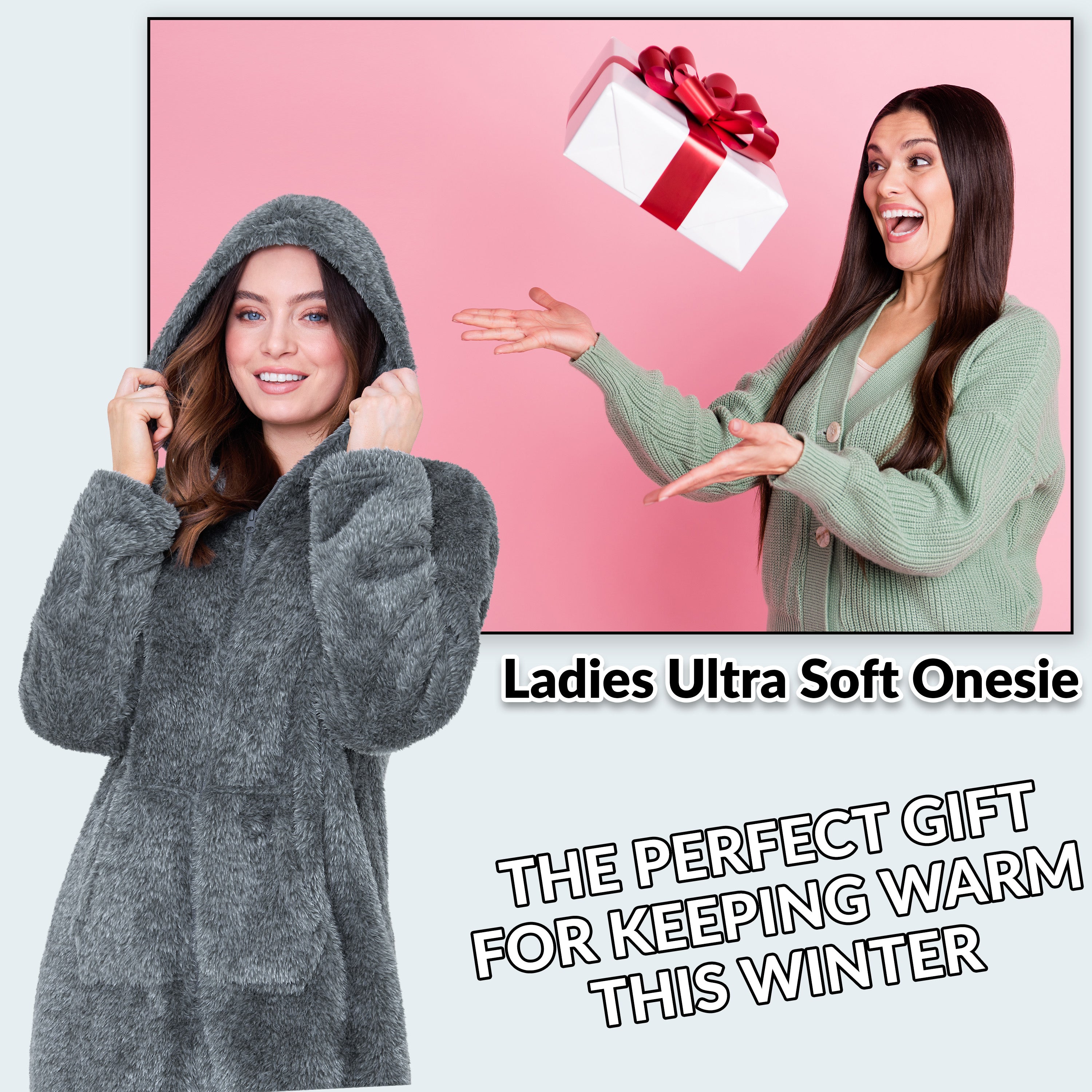 citycomfort-onesie-polaire-femme-capuche-douillette-zip image 3