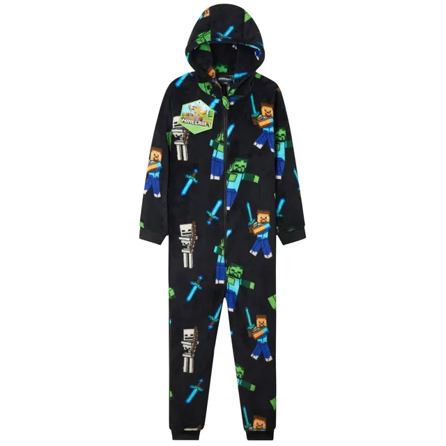 minecraft-combinaison-pyjama-polaire-gar-on-capuche-gamer image 1