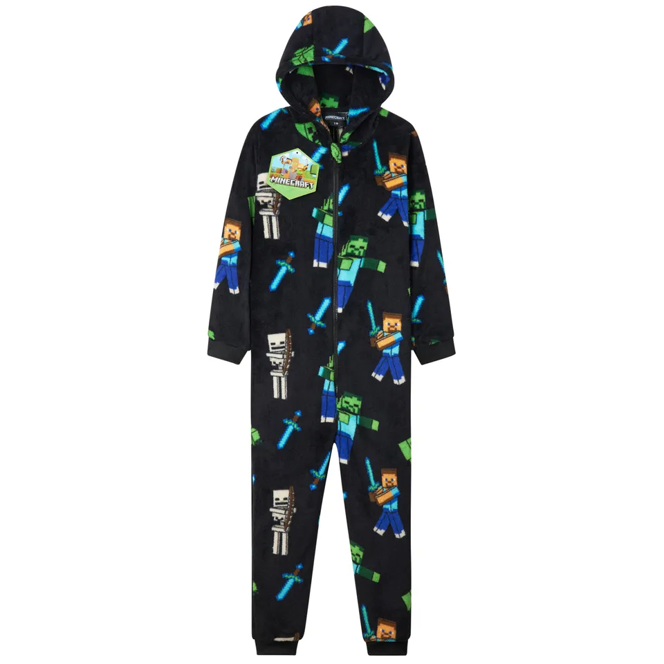 minecraft-combinaison-pyjama-polaire-gar-on-capuche-gamer image 1