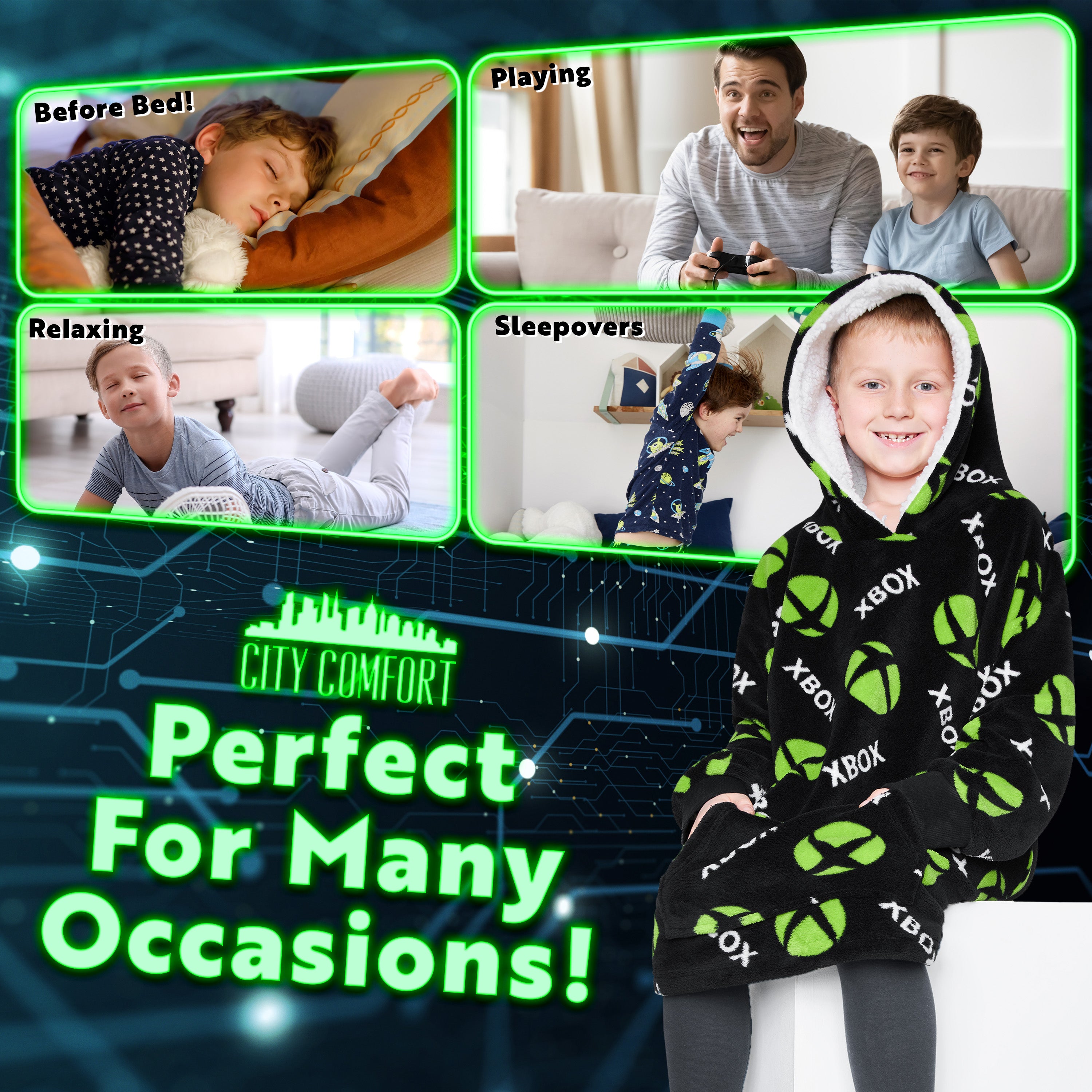 get-trend-boys-xbox-sweat-plaid-capuche-polaire-taille-unique image 4