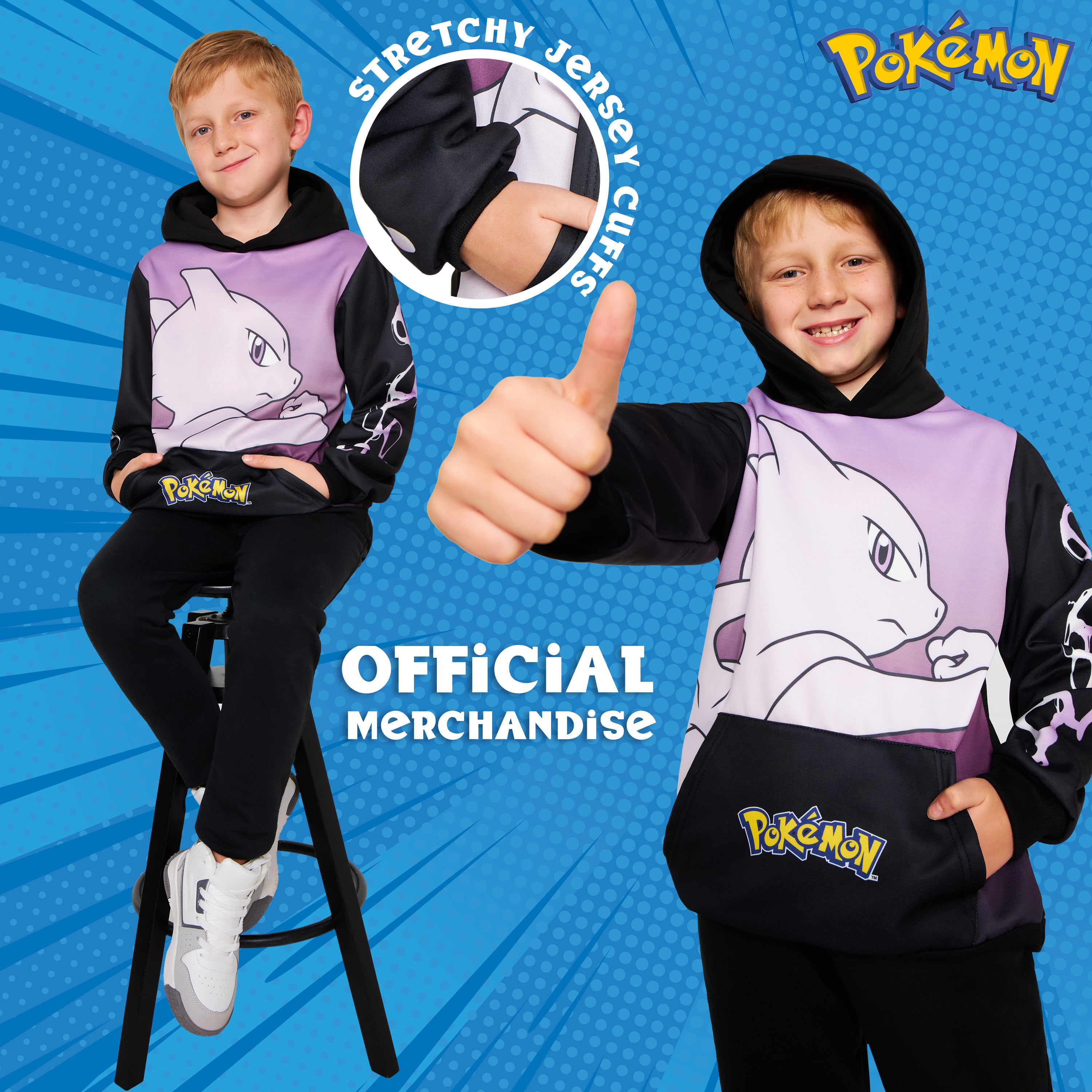 pok-mon-sweat-capuche-enfant-mewtwo-noir-rose-poche-kangourou image 5