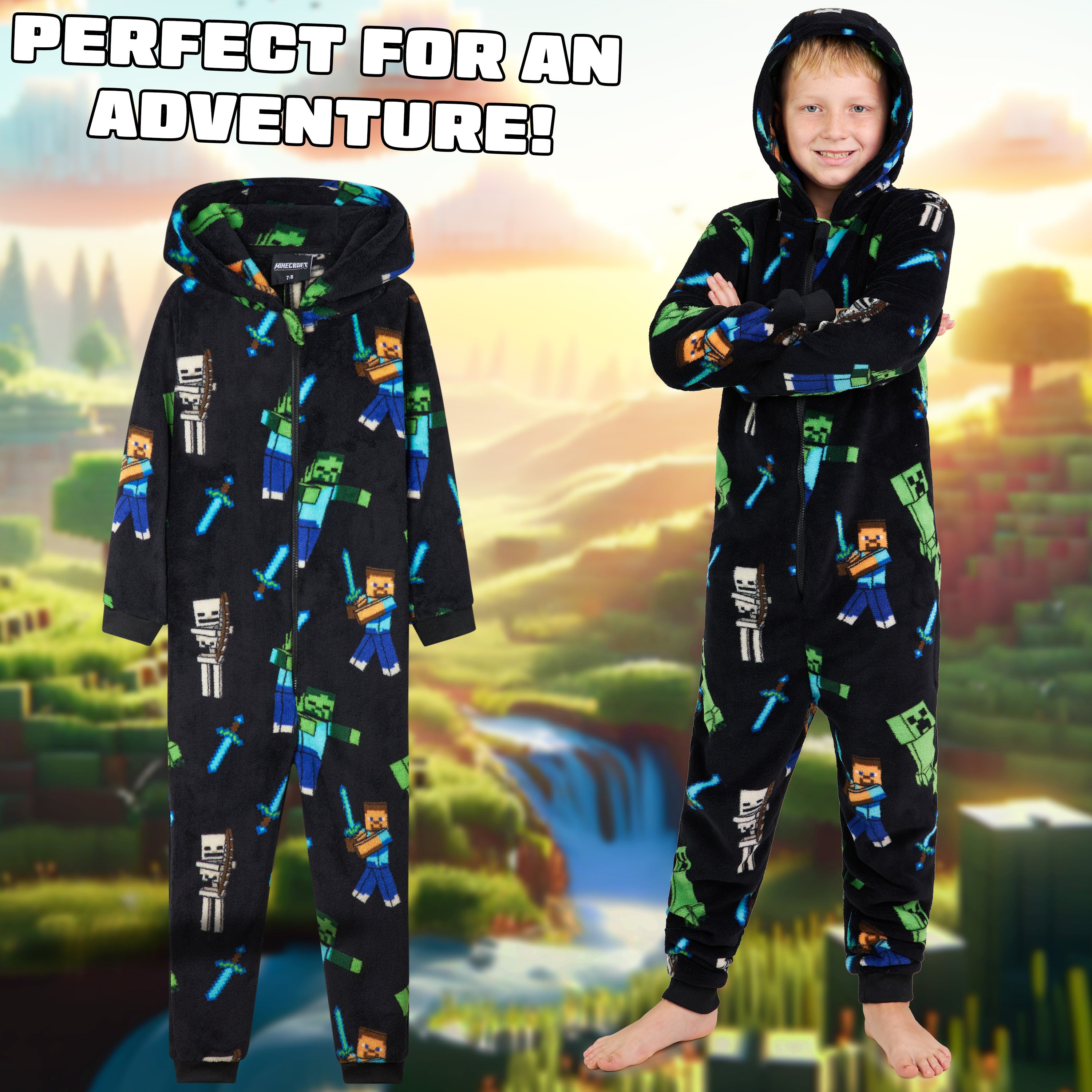 minecraft-combinaison-pyjama-polaire-gar-on-capuche-gamer image 5