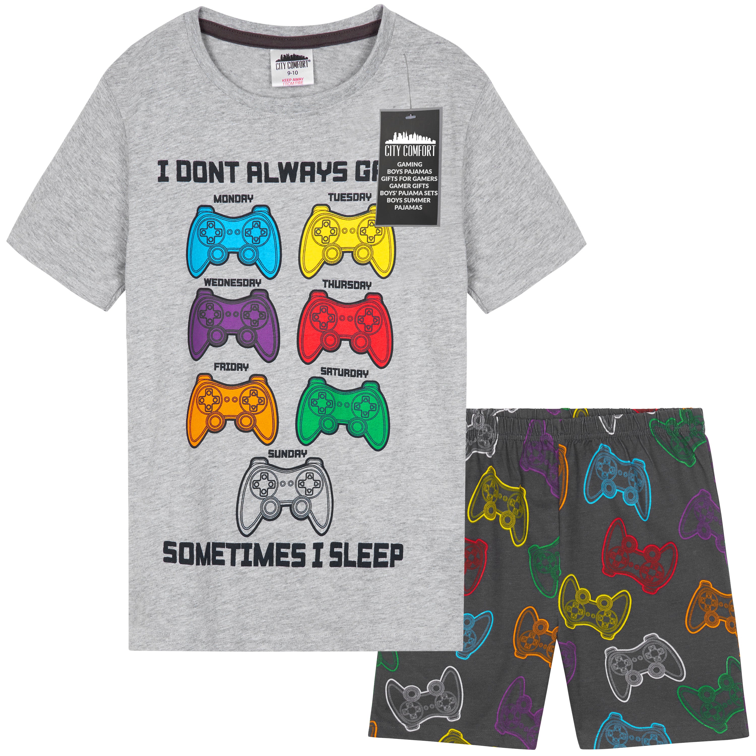 get-trend-boys-pyjama-court-gamer-gar-on-9-10-ans-respirant image 1