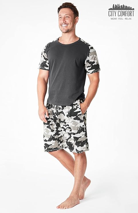 citycomfort-pyjama-short-homme-coton-t-shirt-poches-taille-m image 3