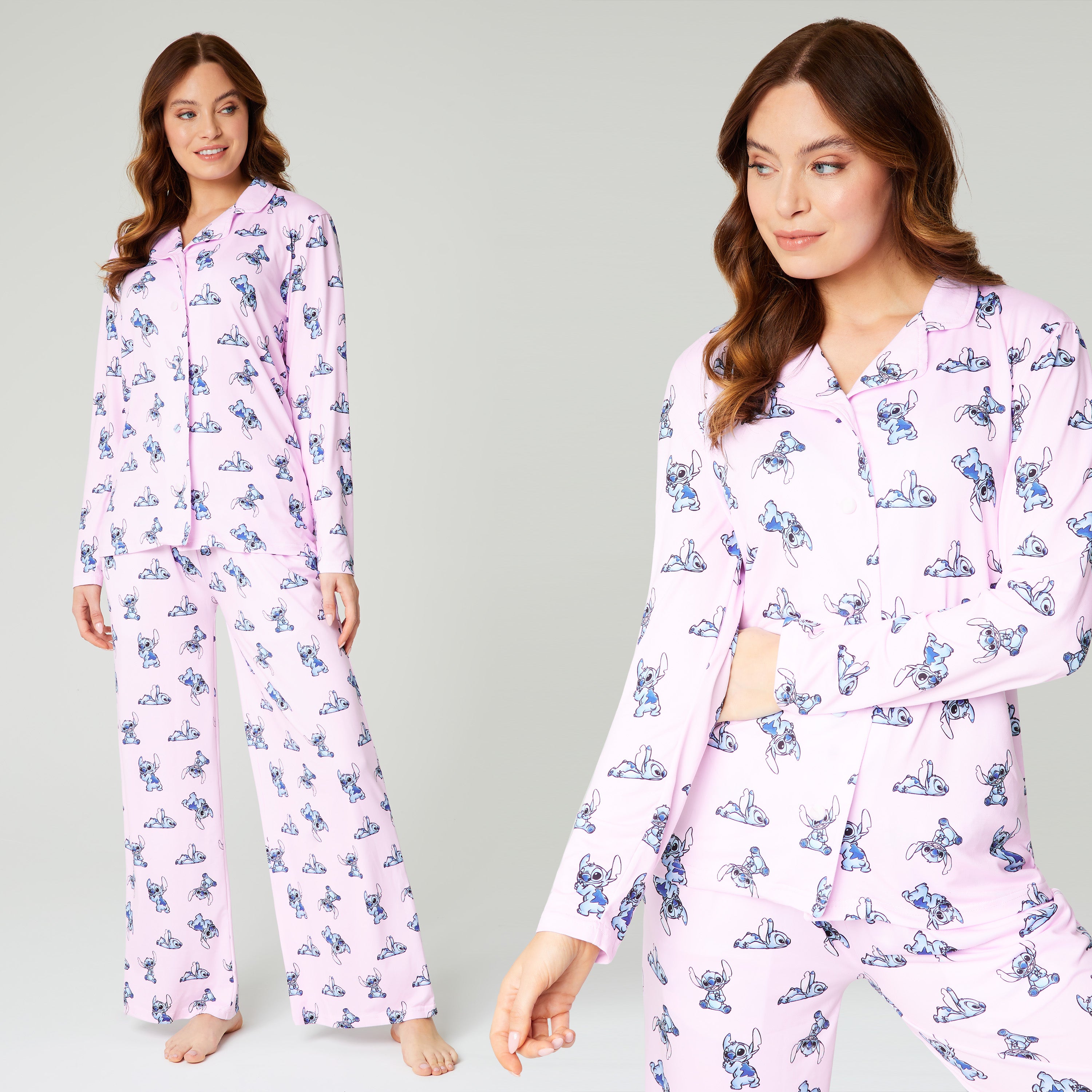 disney-stitch-ensemble-pyjama-femme-rose-manches-longues image 4