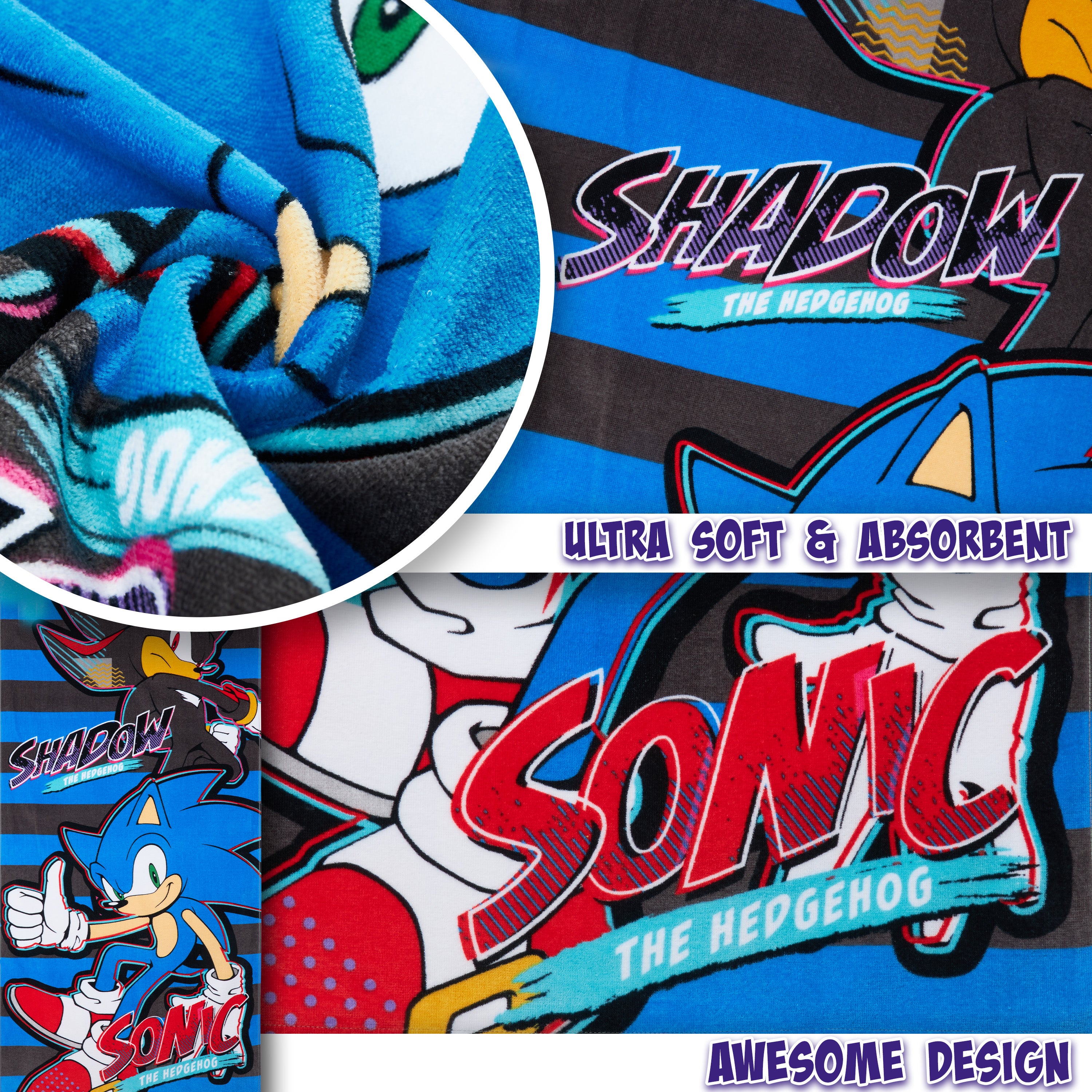 sonic-the-hedgehog-serviette-plage-enfant-70x140-cm-coton image 4