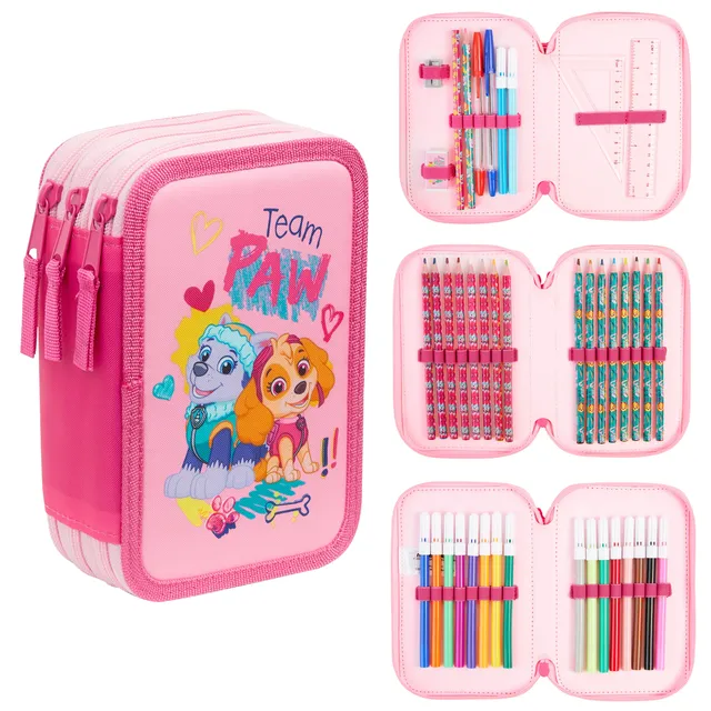 paw-patrol-trousse-garnie-enfant-rose-3-compartiments image 1