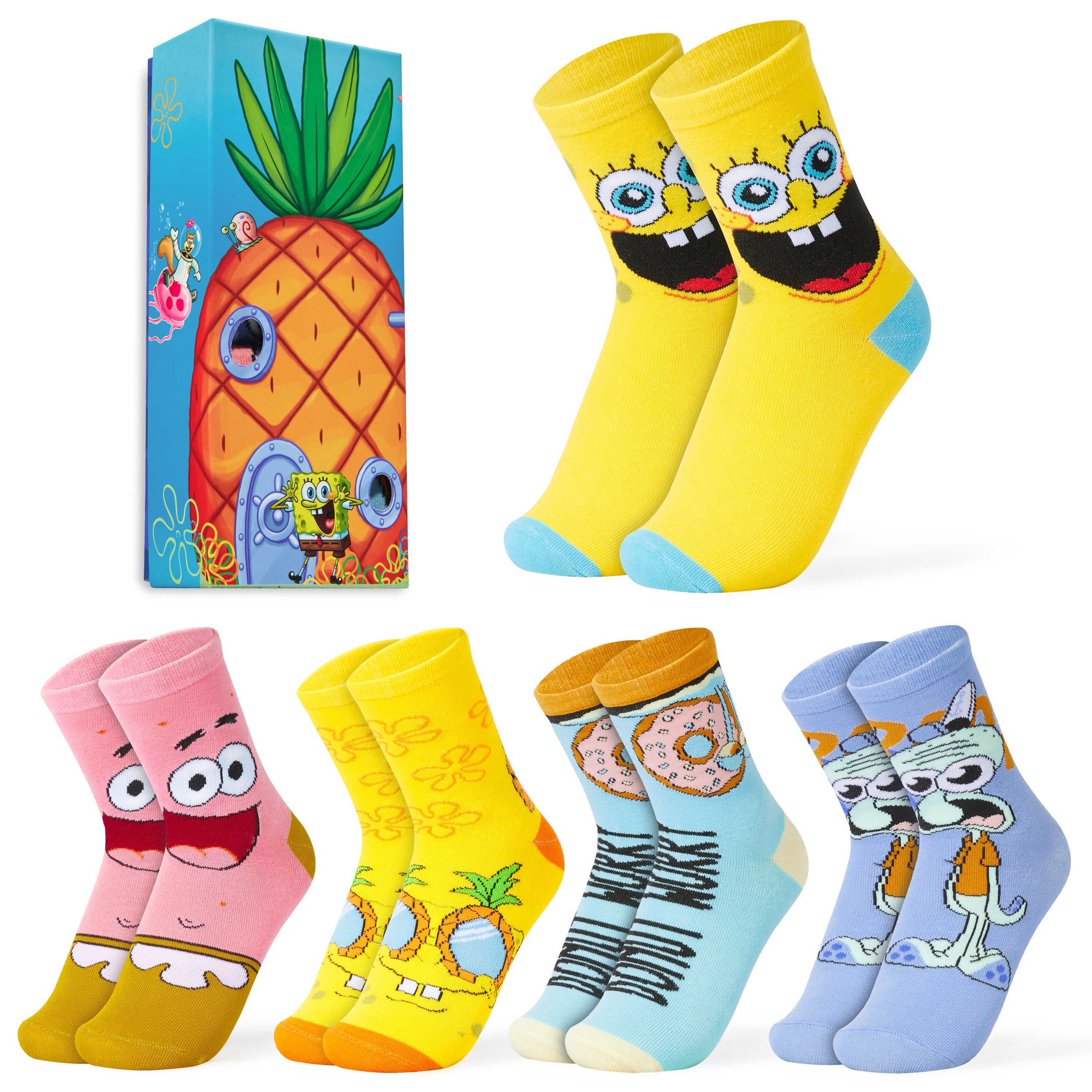 chaussettes-bob-l-ponge-gar-on-hautes-coton-lot-de-5 image 1