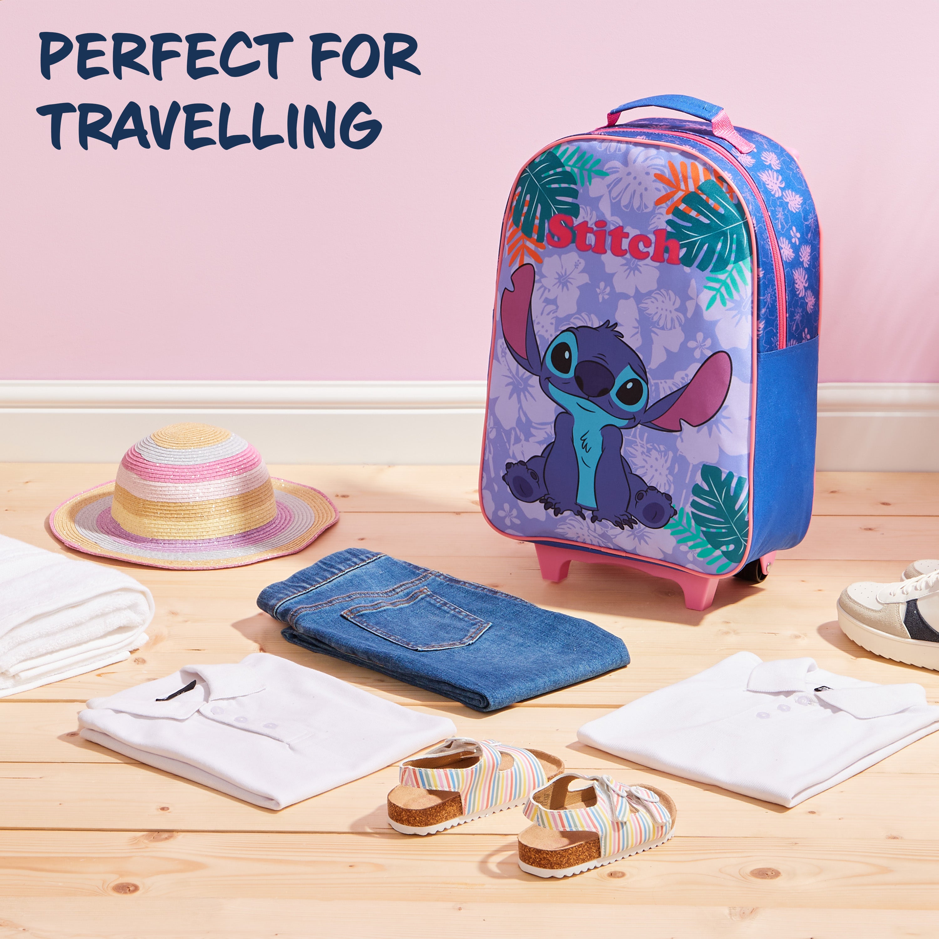 stitch-valise-enfant-pliable-trolley-bleu-47x30cm image 5