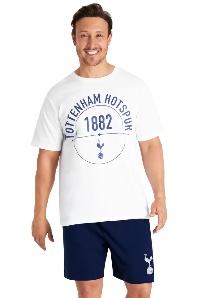 tottenham-pyjama-homme-short-coton-blanc-marine-taille-m image 1