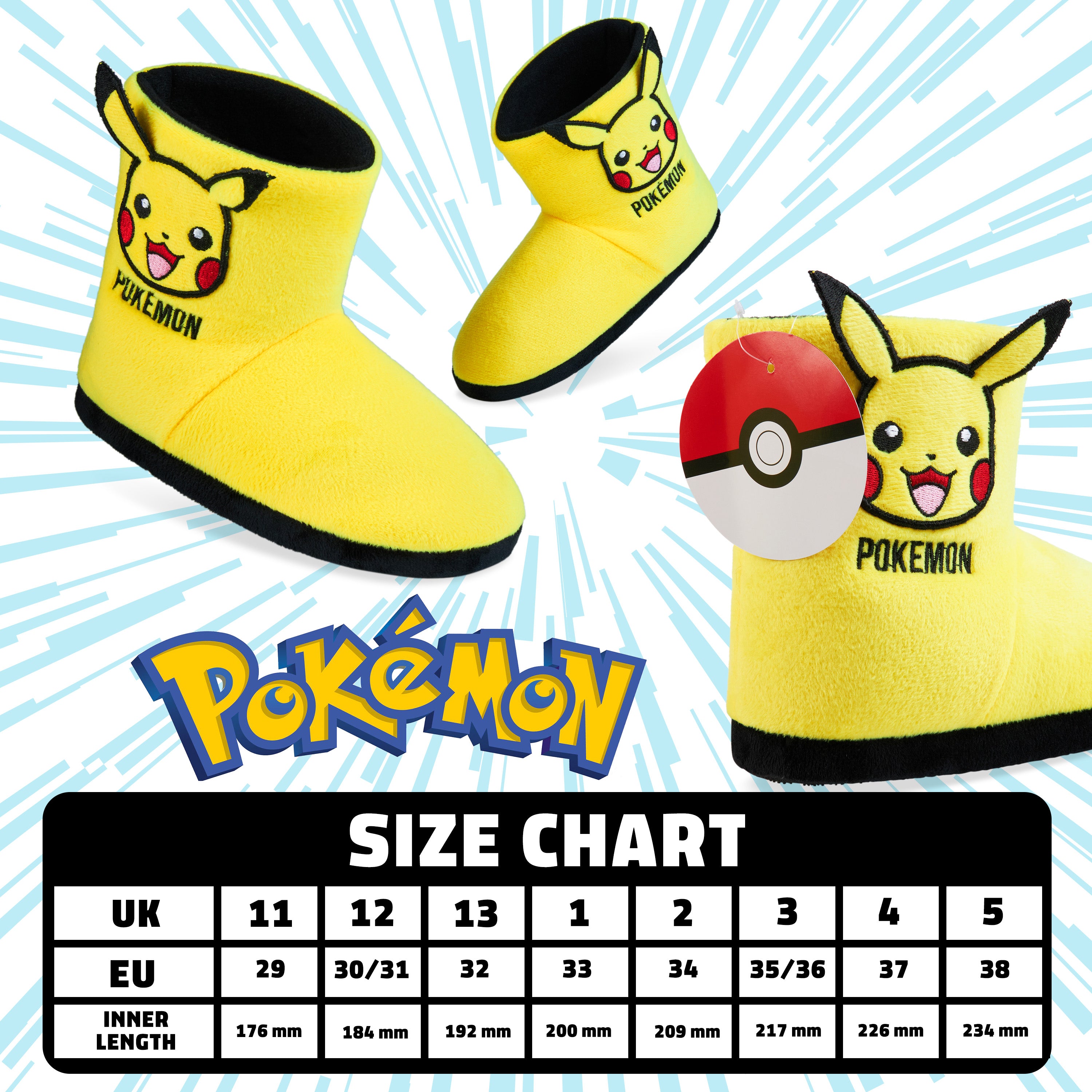 pok-mon-chaussons-enfant-pikachu-bulbizarre-doux-pointure-11-uk image 6
