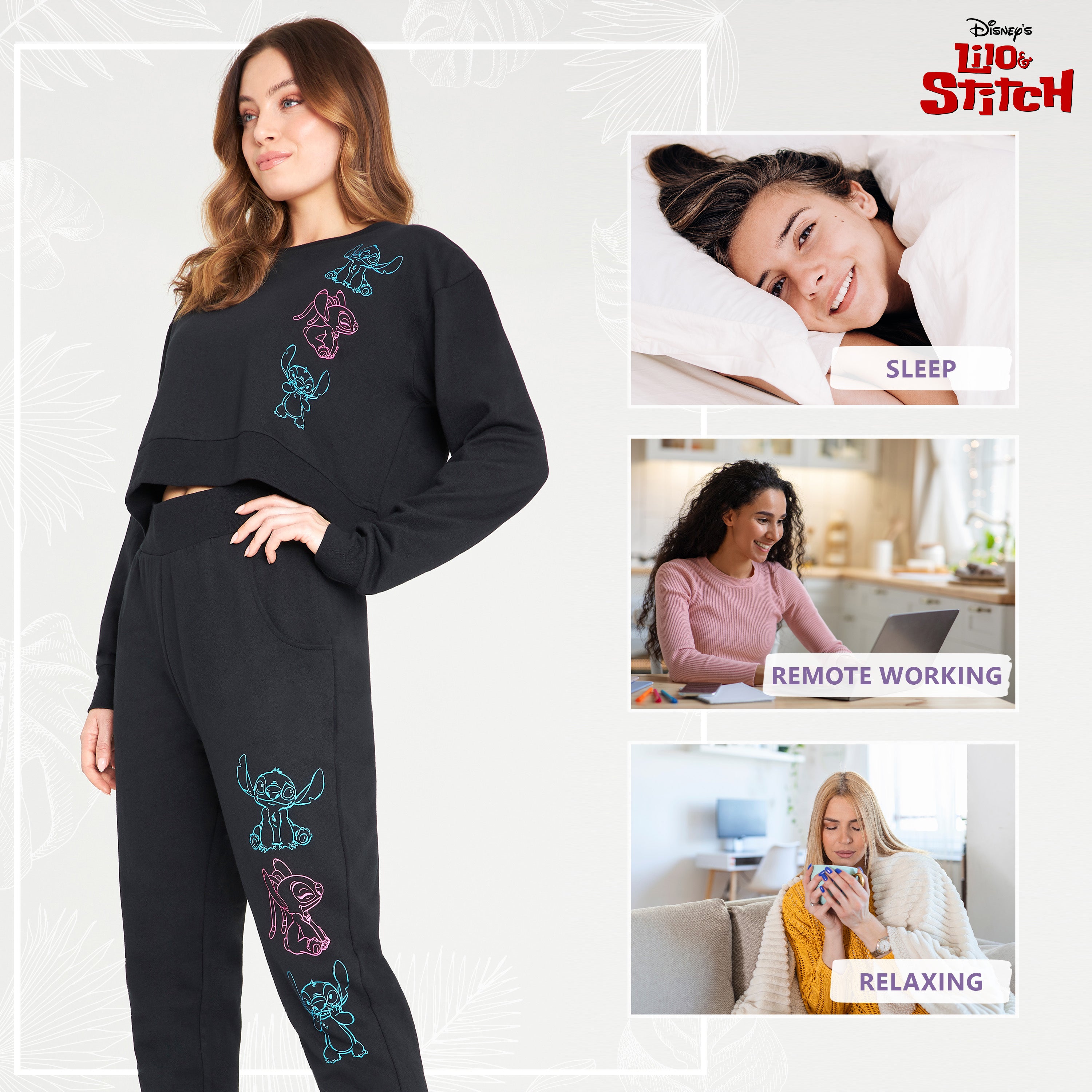 disney-stitch-surv-tement-femme-crop-top-jogging-taille-m-coton image 4