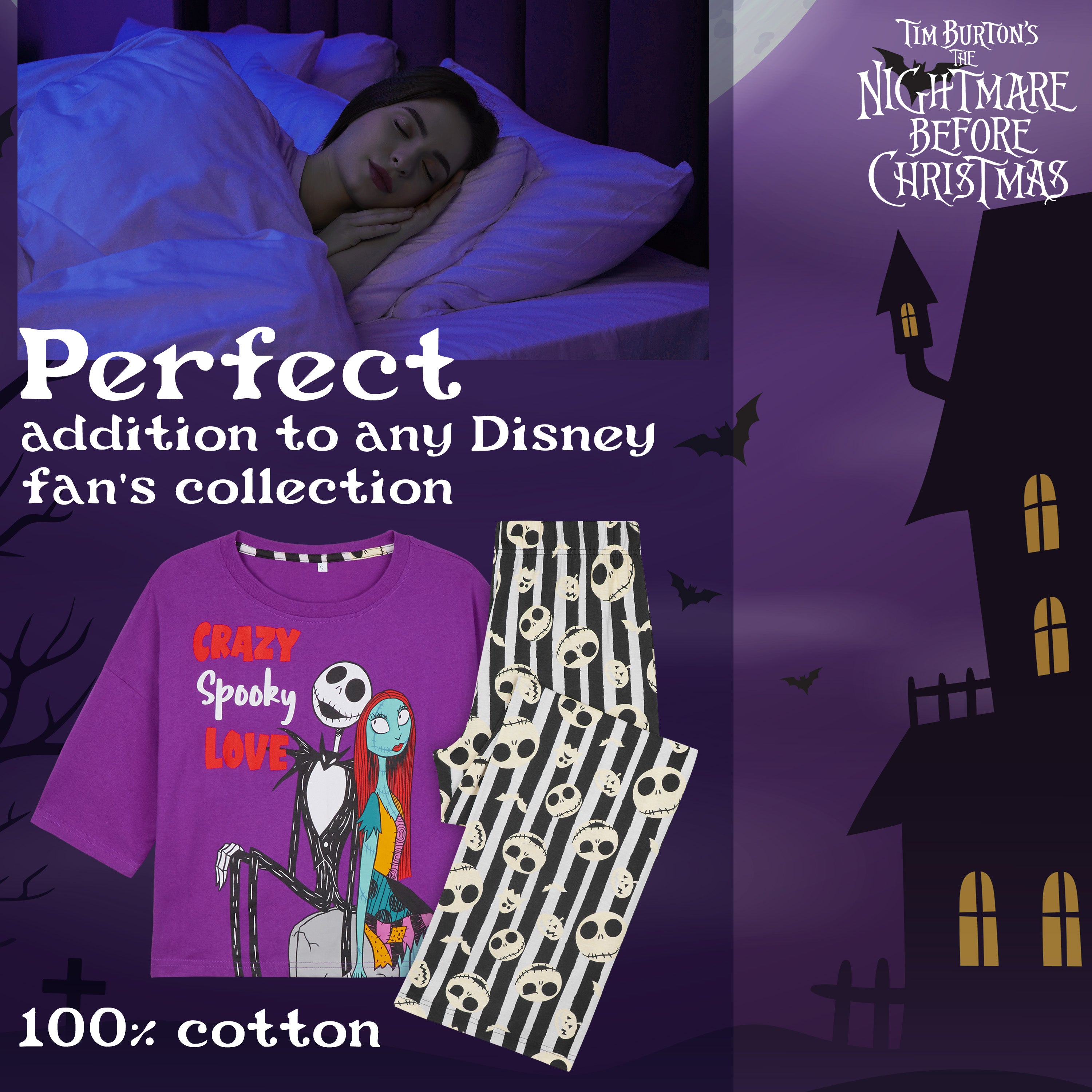 disney-pyjama-femme-long-coton-2-pi-ces-d-tente image 4
