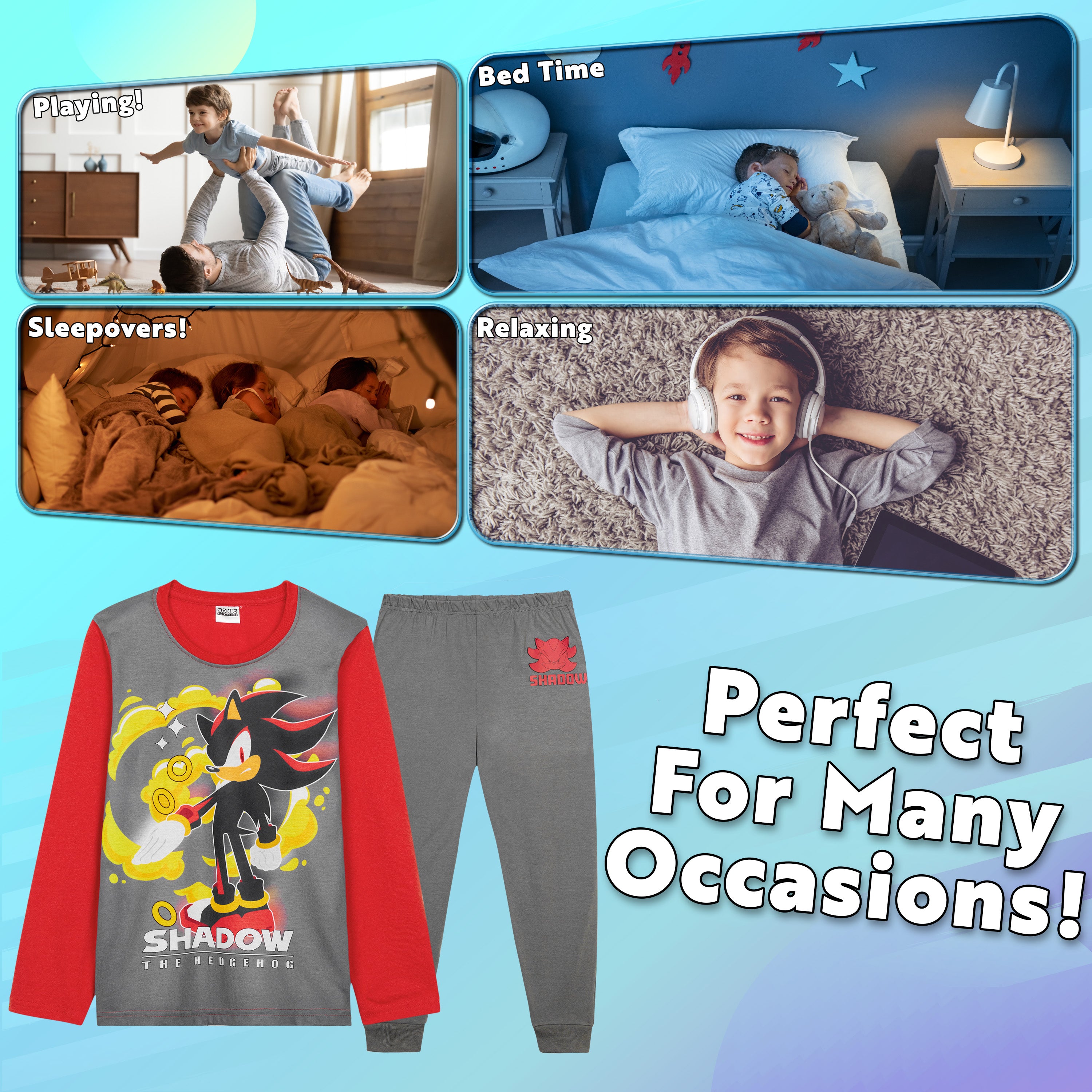 sonic-shadow-pyjama-gar-on-manche-longue-7-8-ans-doux image 3