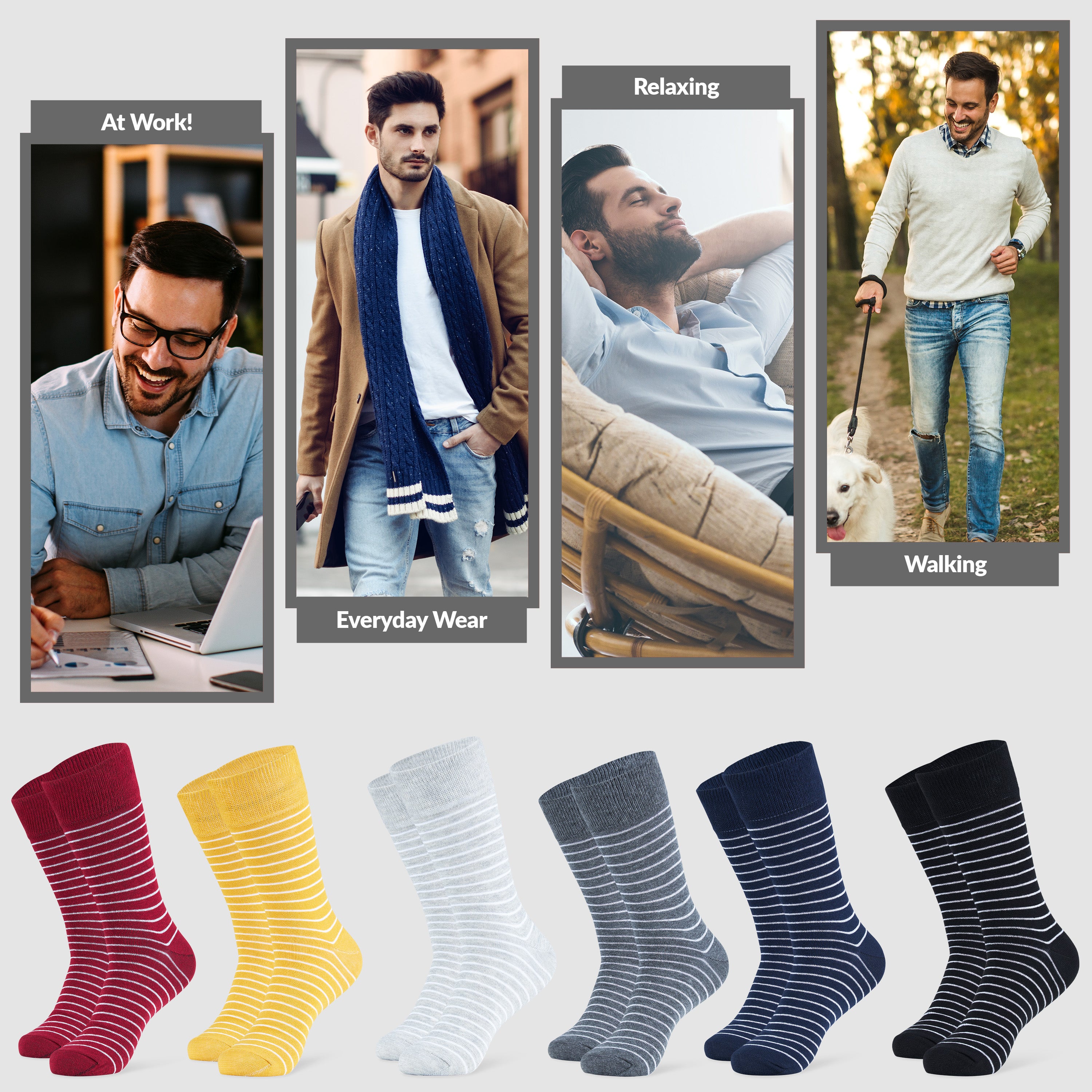 citycomfort-chaussettes-homme-ray-es-lot-6-paires-coton image 5